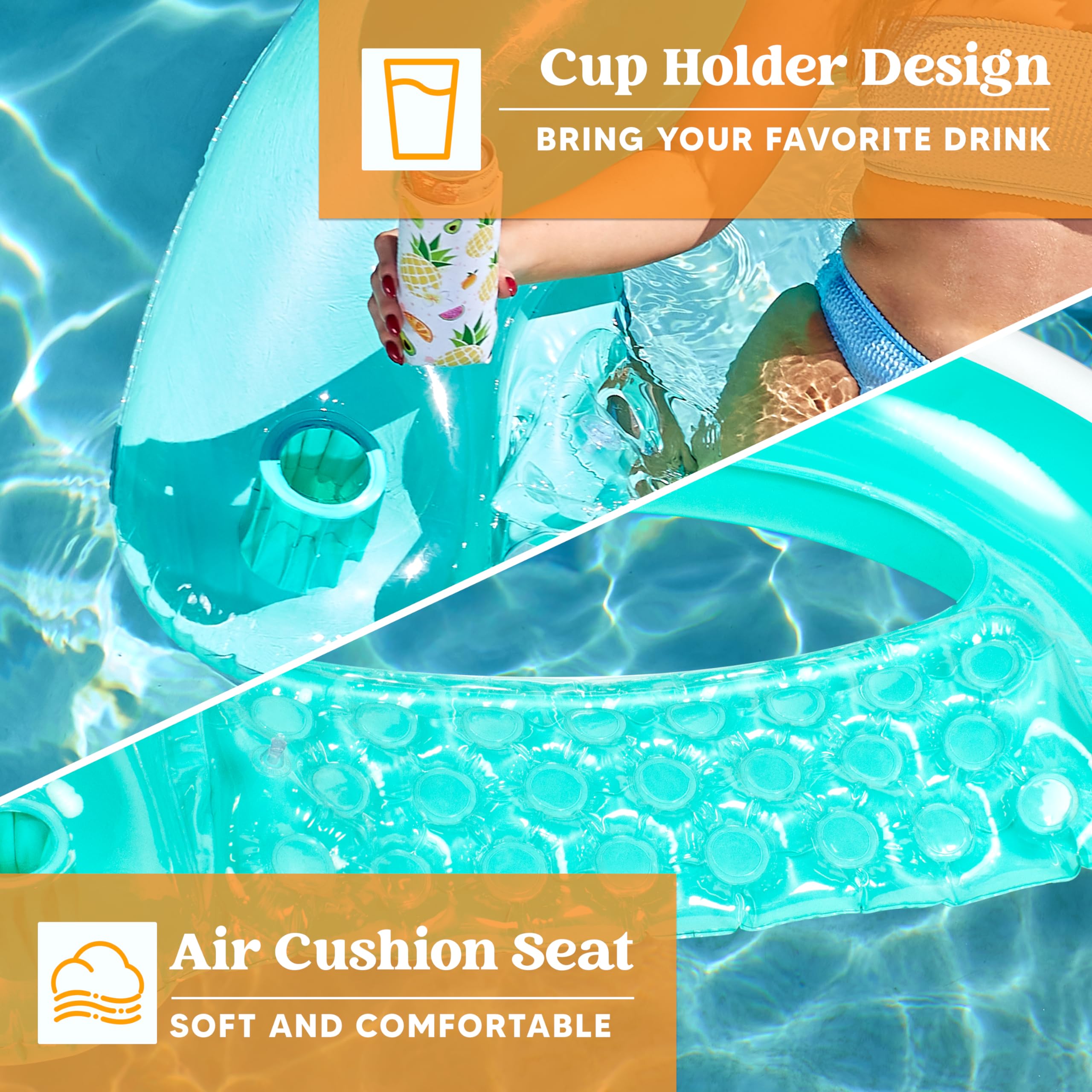 Foto 5 pulgar | Flotadores Inflables Para Piscina Sloosh Para Adultos, Paquete De 2 Con Portavasos - Venta Internacional.