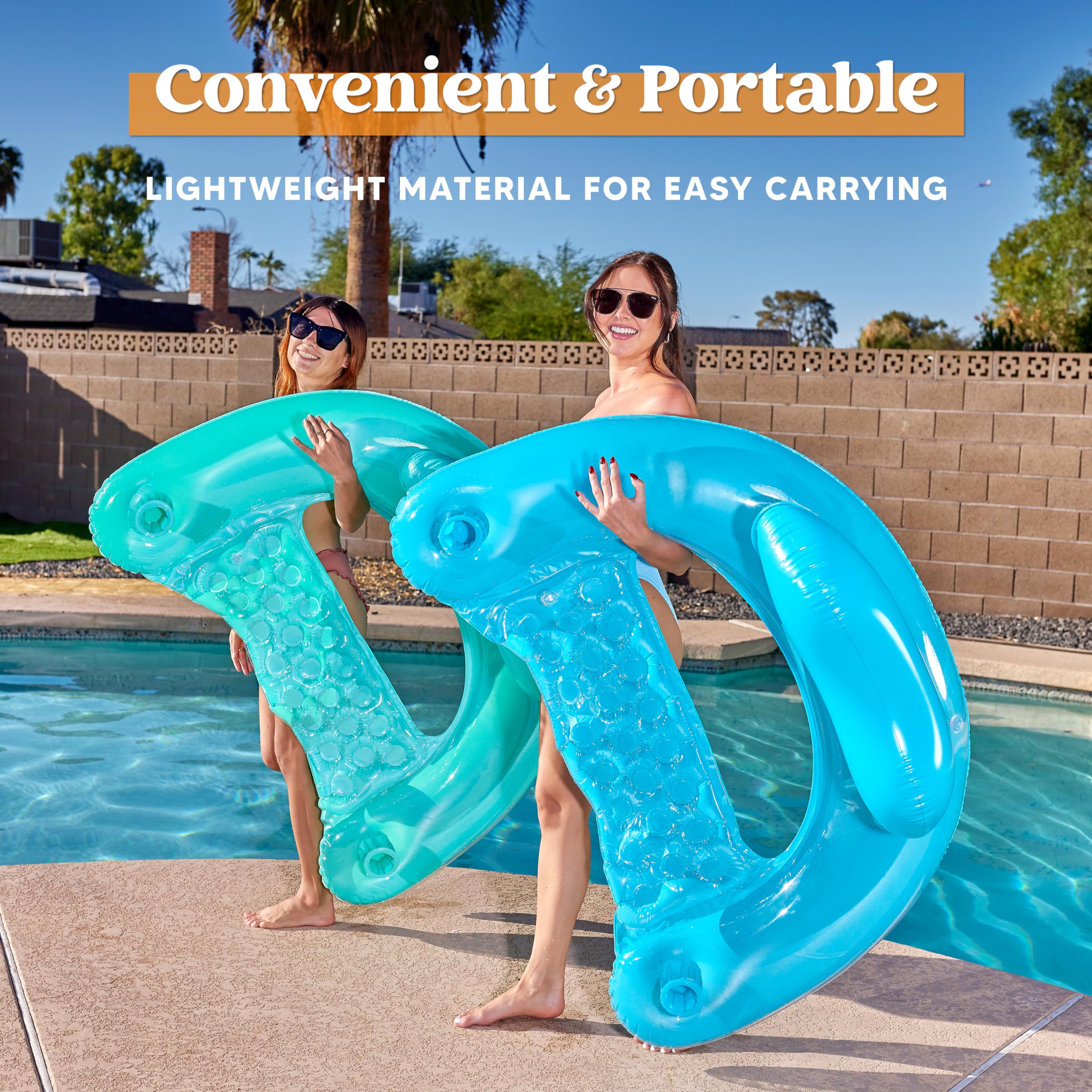 Foto 6 pulgar | Flotadores Inflables Para Piscina Sloosh Para Adultos, Paquete De 2 Con Portavasos - Venta Internacional.