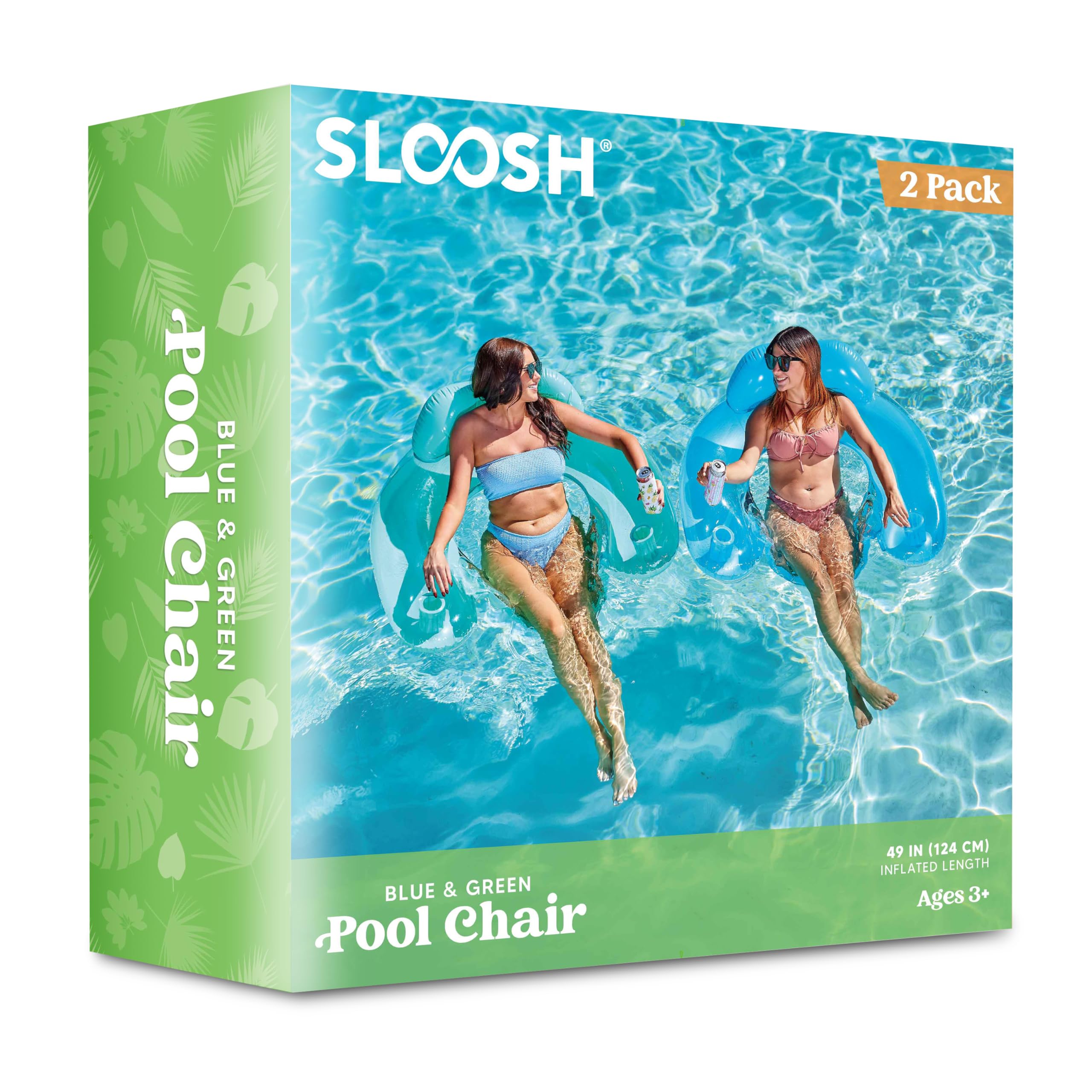 Foto 8 pulgar | Flotadores Inflables Para Piscina Sloosh Para Adultos, Paquete De 2 Con Portavasos - Venta Internacional.