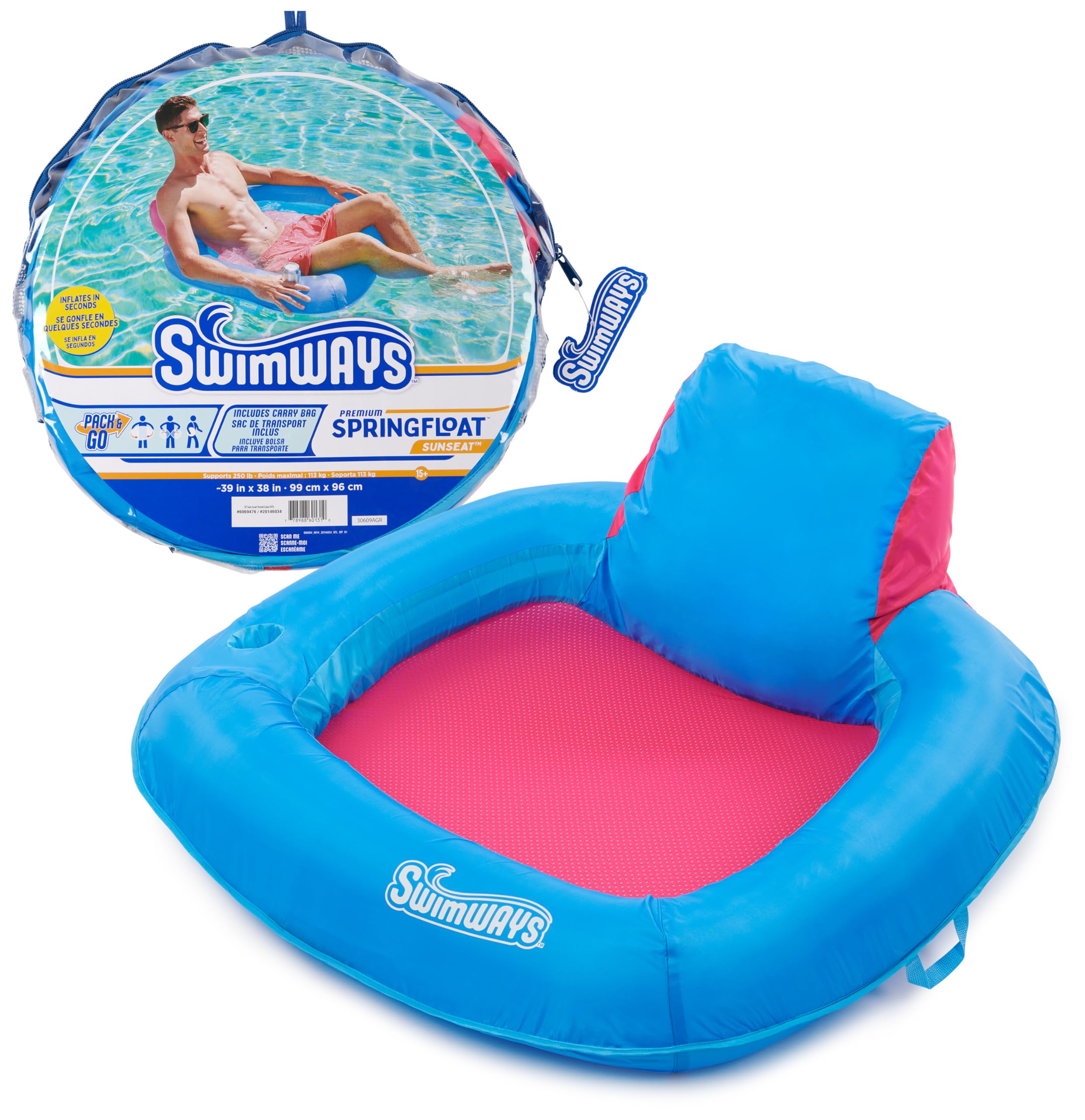 Asiento Solar Pool Float Swimways Spring Float De Primera Calidad Para Adultos - Venta Internacional.