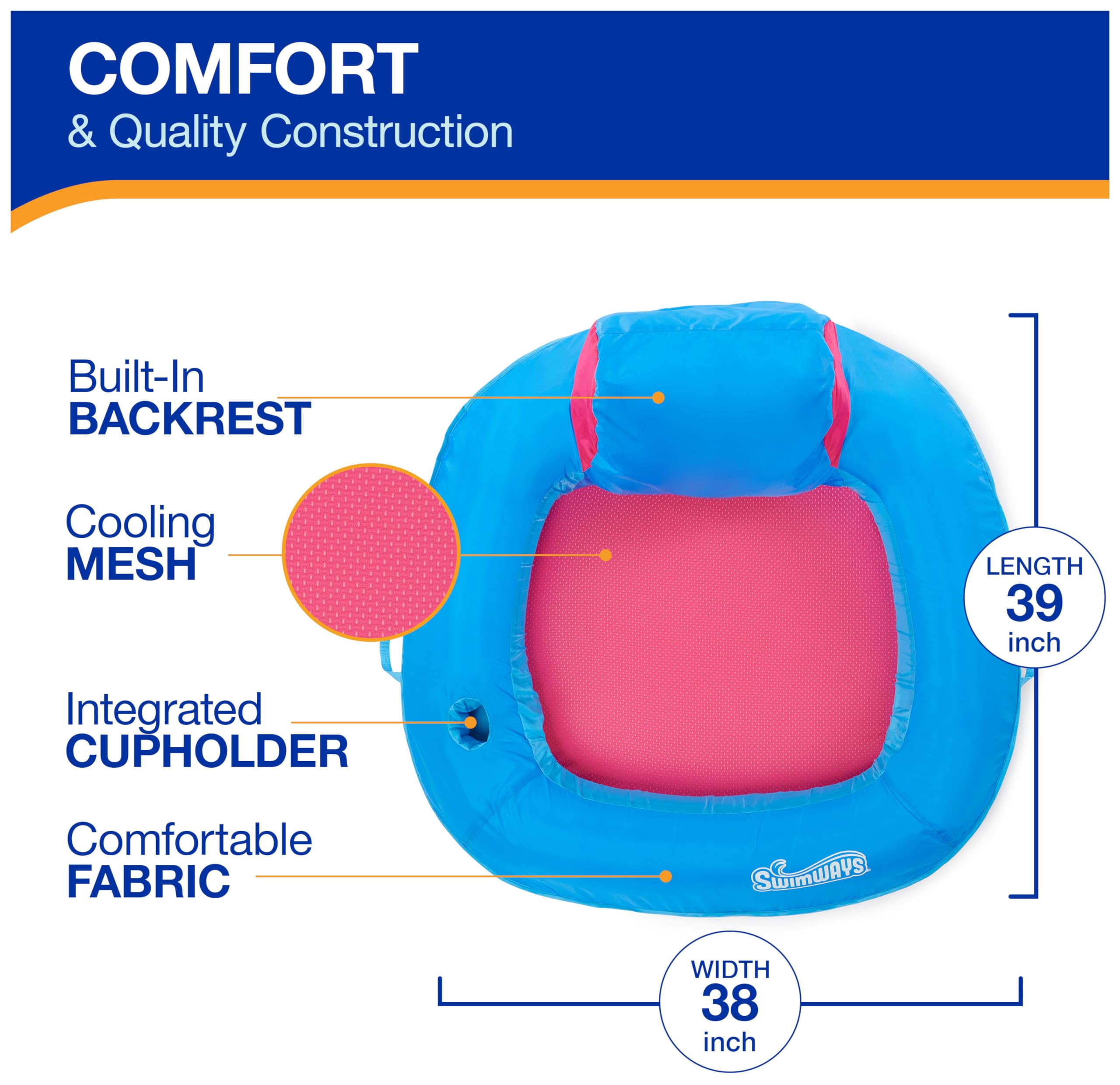 Foto 3 | Asiento Solar Pool Float Swimways Spring Float De Primera Calidad Para Adultos - Venta Internacional.