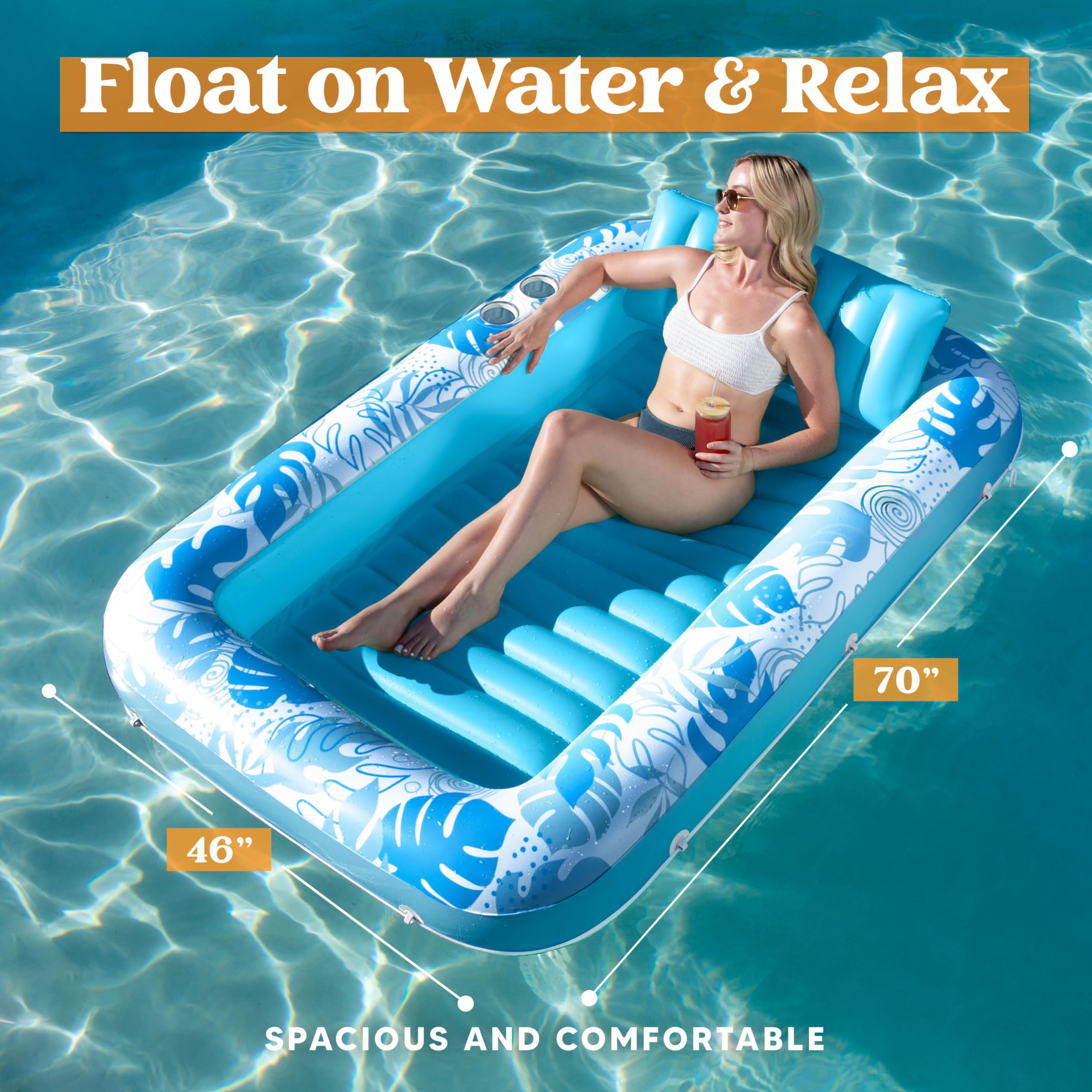 Foto 3 pulgar | Tumbona Inflable Para Bronceado Con Forma De Flotación Para Adultos, Color Azul - Venta Internacional.
