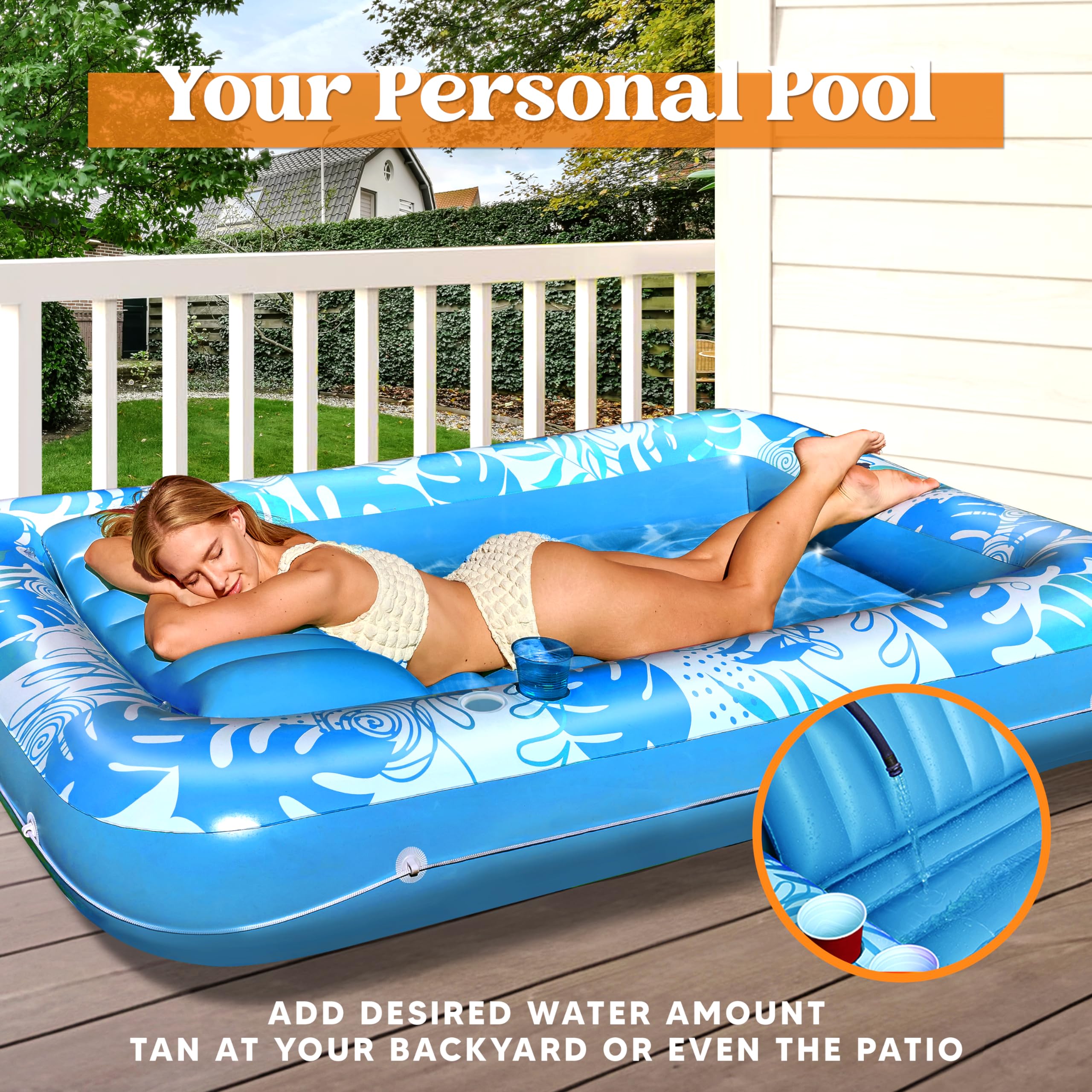 Foto 4 pulgar | Tumbona Inflable Para Bronceado Con Forma De Flotación Para Adultos, Color Azul - Venta Internacional.