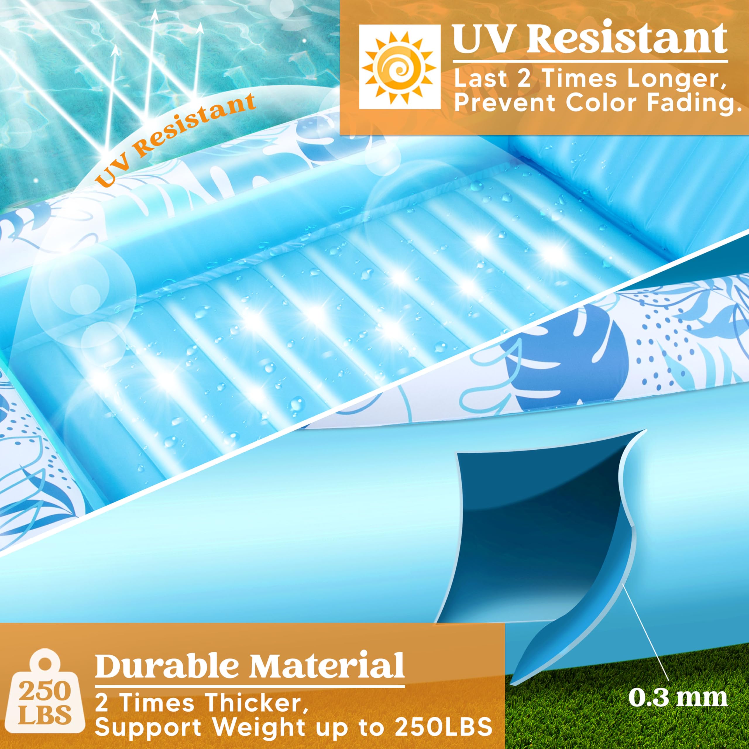 Foto 5 pulgar | Tumbona Inflable Para Bronceado Con Forma De Flotación Para Adultos, Color Azul - Venta Internacional.