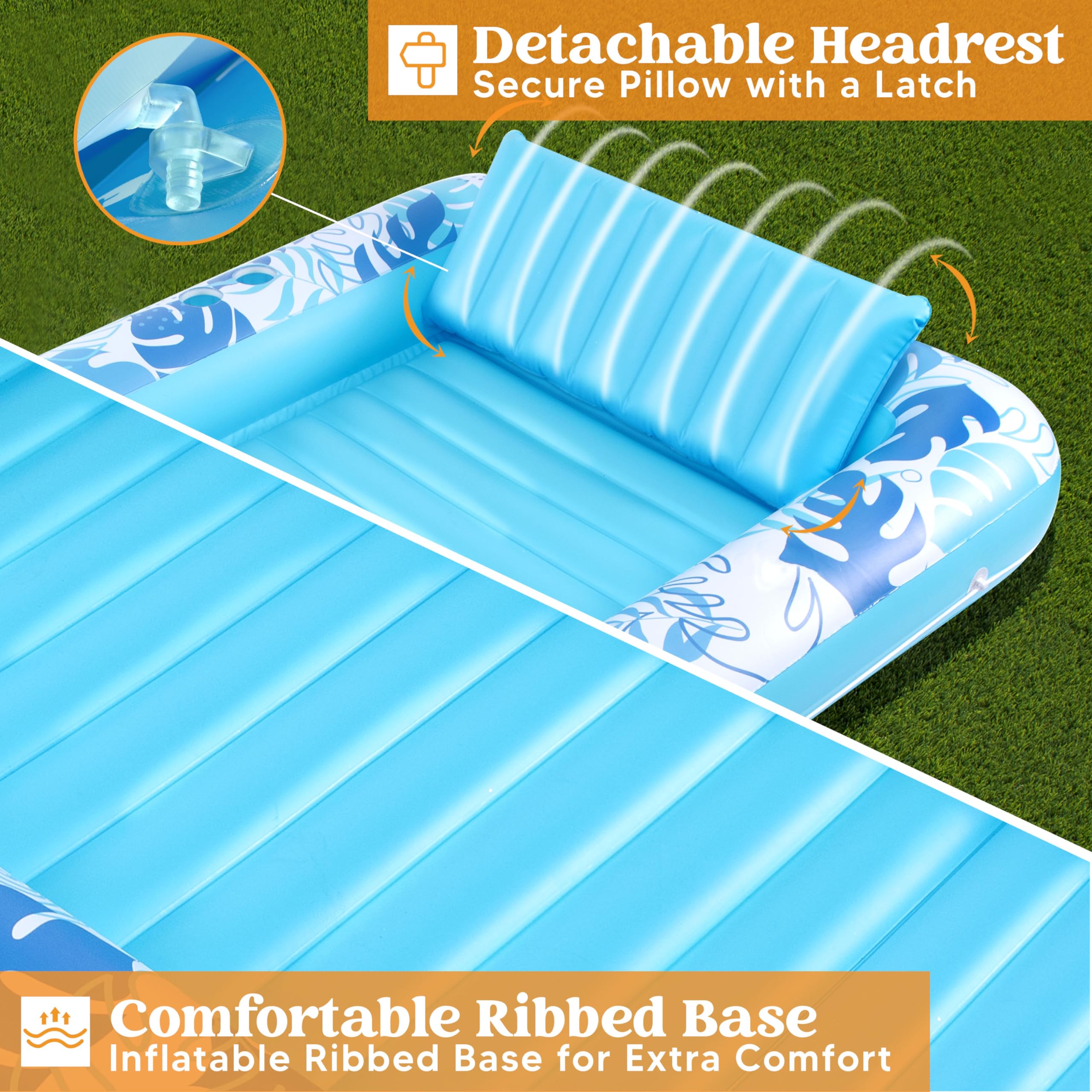 Foto 6 pulgar | Tumbona Inflable Para Bronceado Con Forma De Flotación Para Adultos, Color Azul - Venta Internacional.