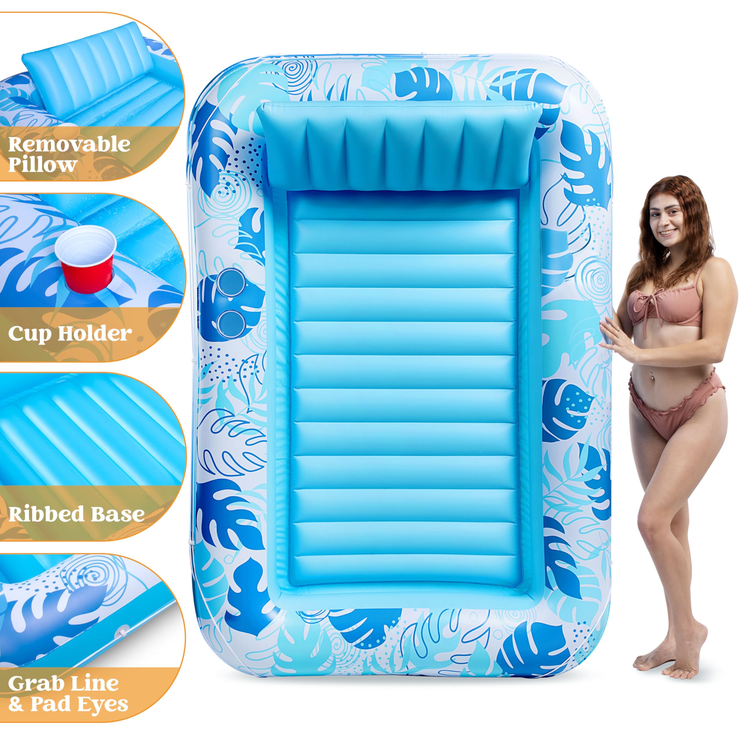Foto 7 pulgar | Tumbona Inflable Para Bronceado Con Forma De Flotación Para Adultos, Color Azul - Venta Internacional.