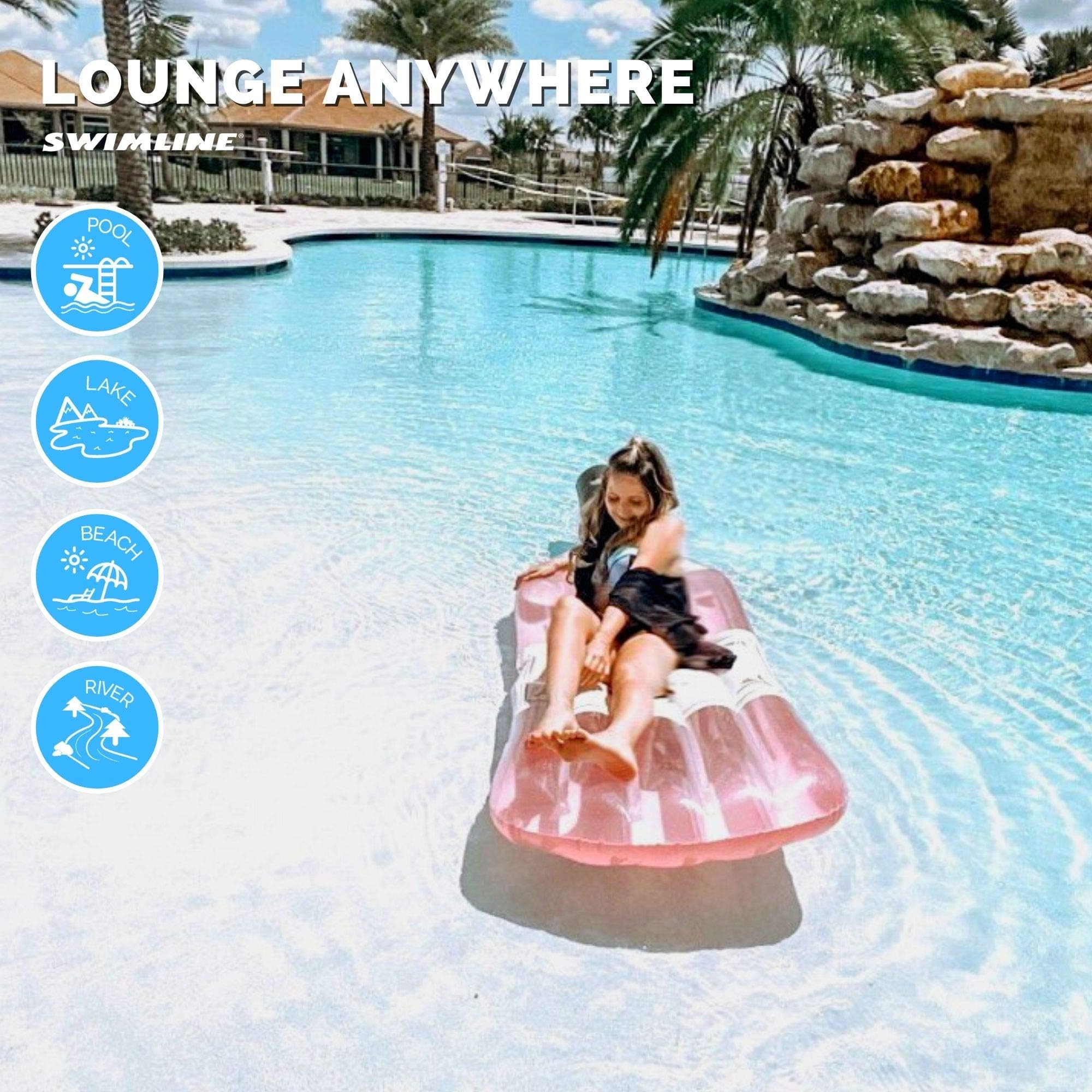 Foto 7 pulgar | Tumbona Flotante Inflable Swimline Rosé Classic Edition - Venta Internacional.