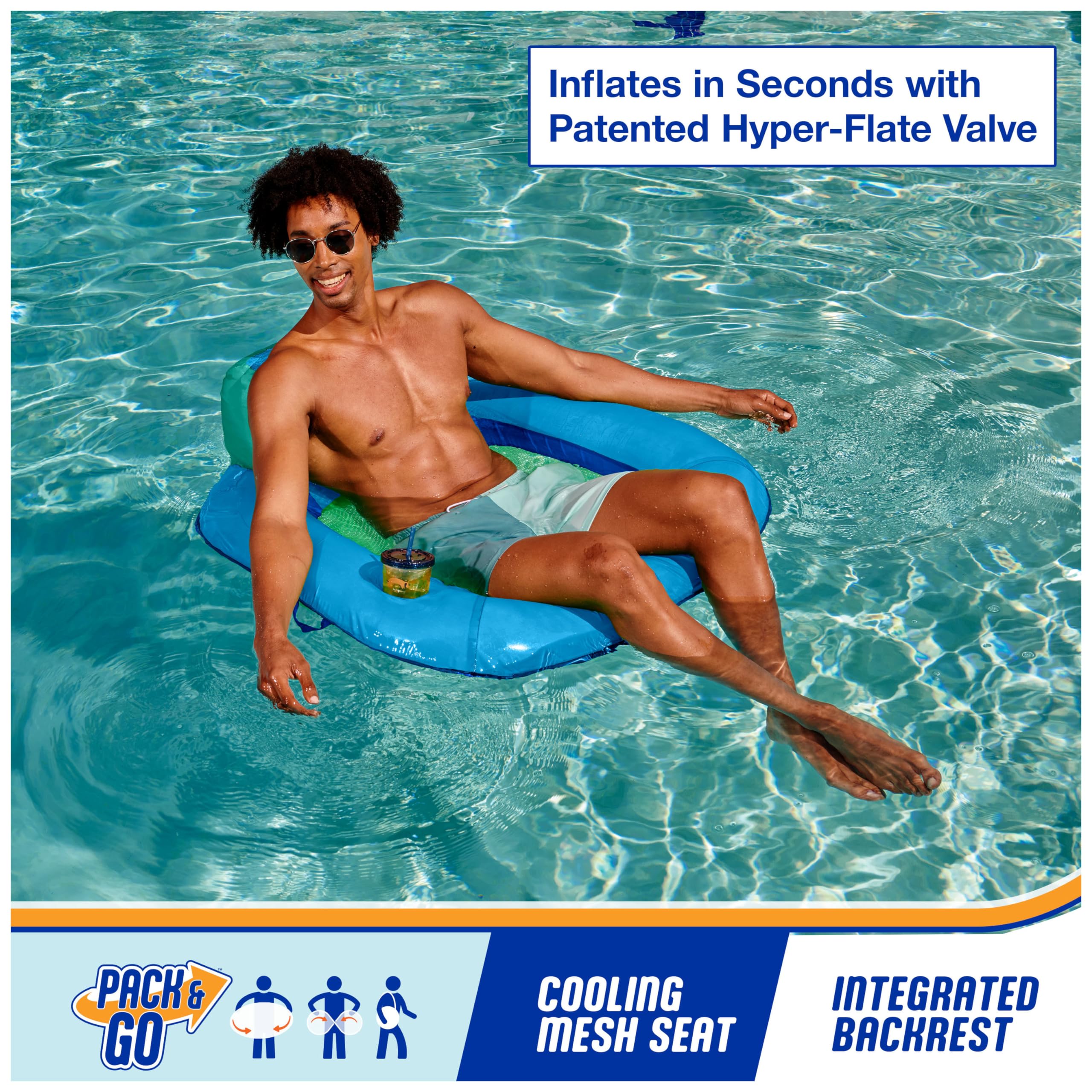 Foto 3 pulgar | Silla De Piscina Swimways Spring Float Premium Sunseat Azul Cielo - Venta Internacional.