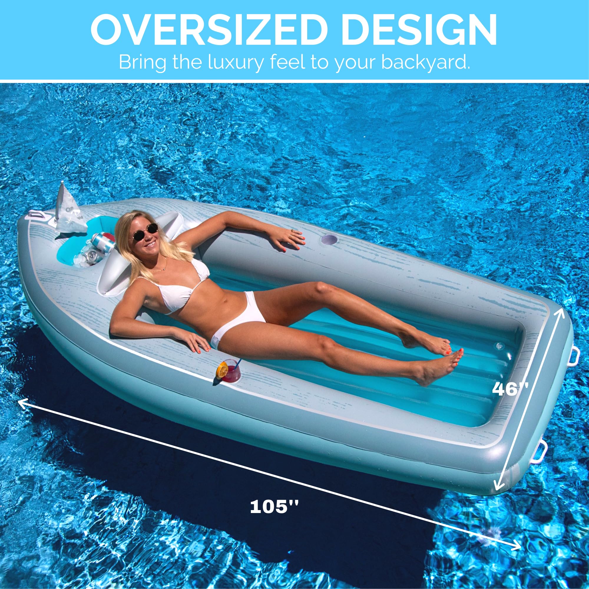 Foto 5 pulgar | Flota Para Piscina Swimline Classic Cruiser Azul/gris, 266 X 117 X 48 Cm - Venta Internacional.