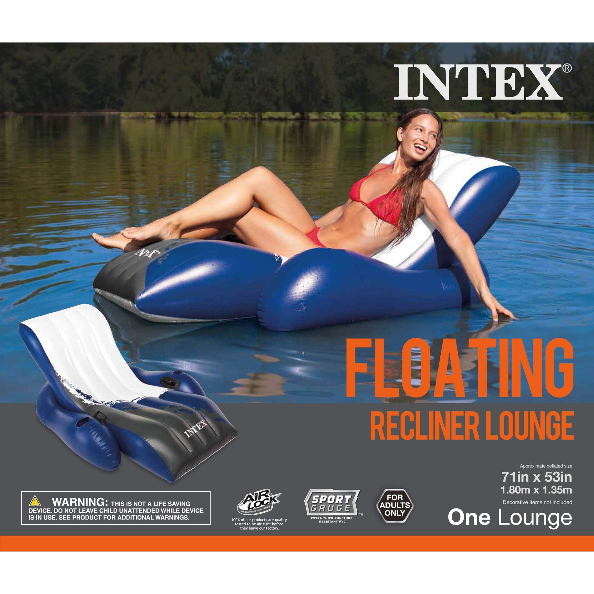 Foto 8 pulgar | Sillón Reclinable Inflable Intex Para Salón Y Piscina Con Portavasos - Venta Internacional.