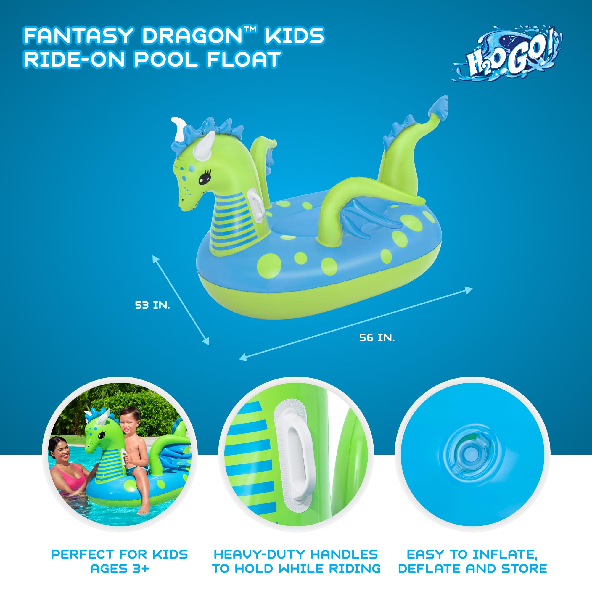 Foto 3 pulgar | Piscina Flotante Bestway H2ogo! Monta Para Niños Fantasy Dragon - Venta Internacional.