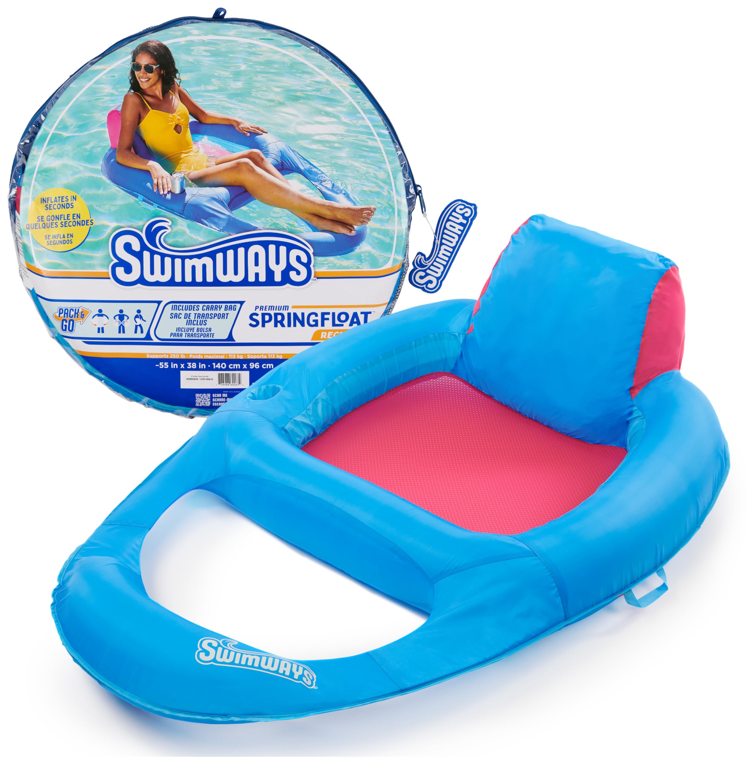 Tumbona De Piscina Swimways Spring Float Premium, Reclinable Para Adultos - Venta Internacional.
