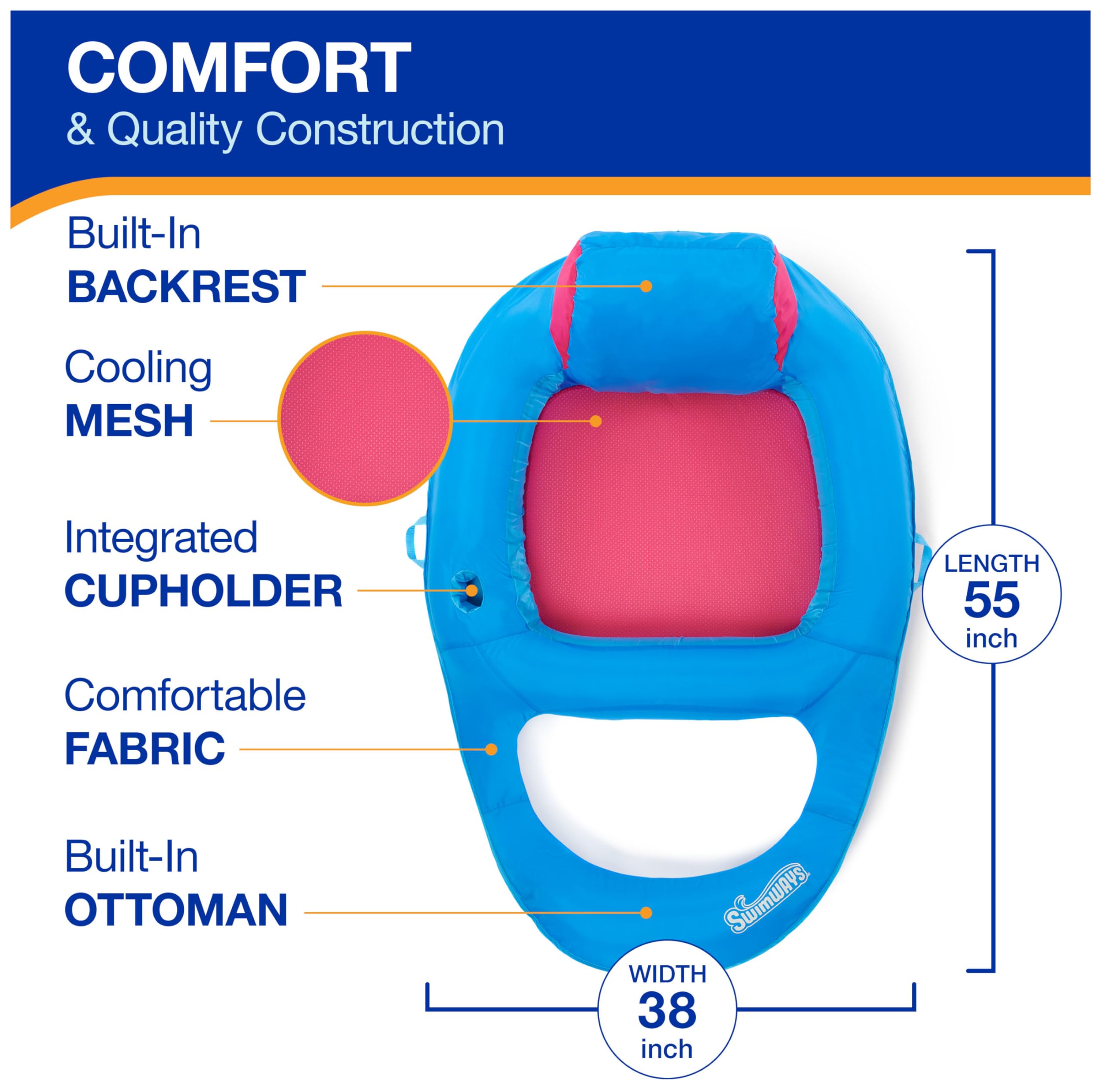 Foto 4 pulgar | Tumbona De Piscina Swimways Spring Float Premium, Reclinable Para Adultos - Venta Internacional.