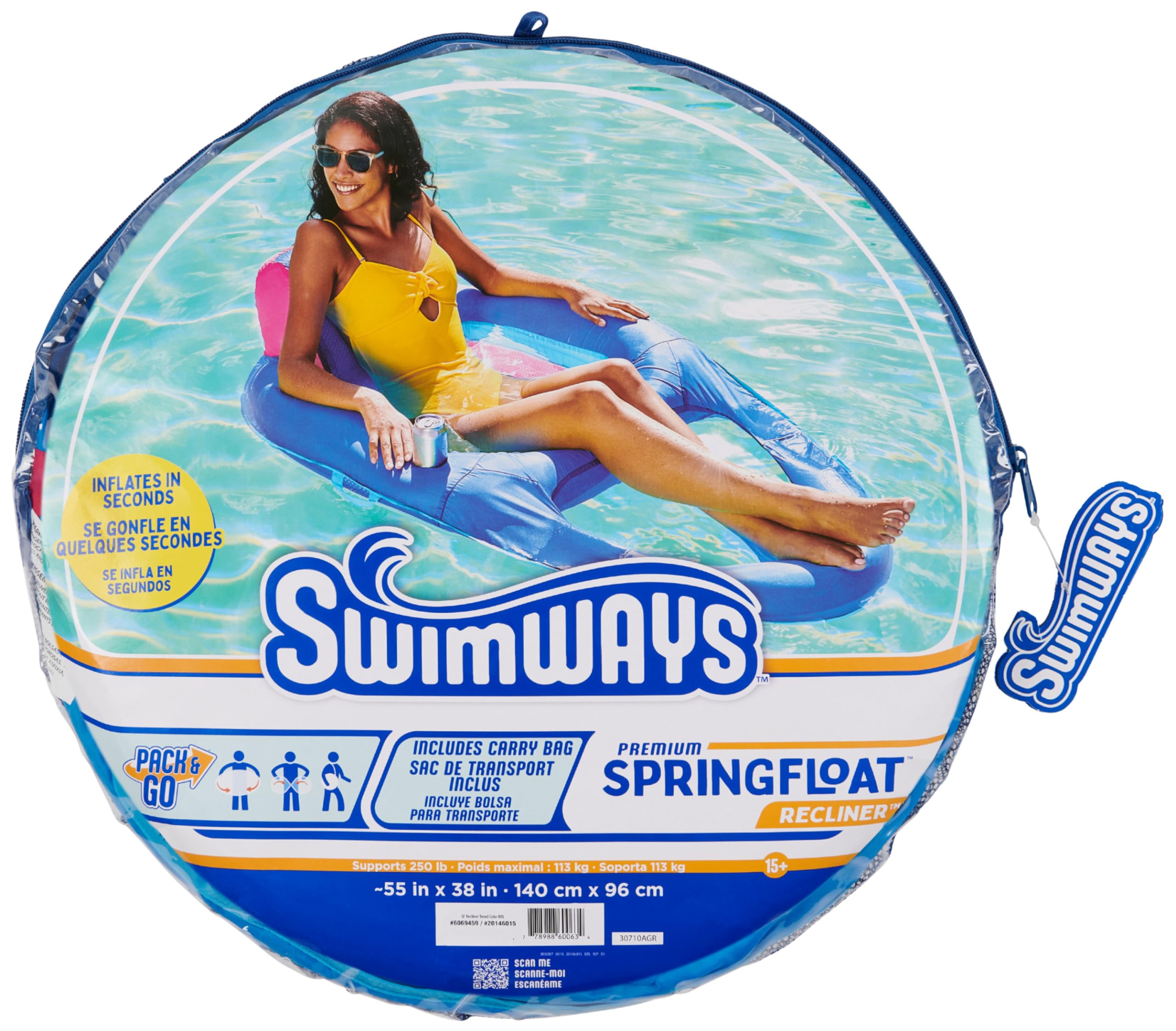 Foto 8 pulgar | Tumbona De Piscina Swimways Spring Float Premium, Reclinable Para Adultos - Venta Internacional.