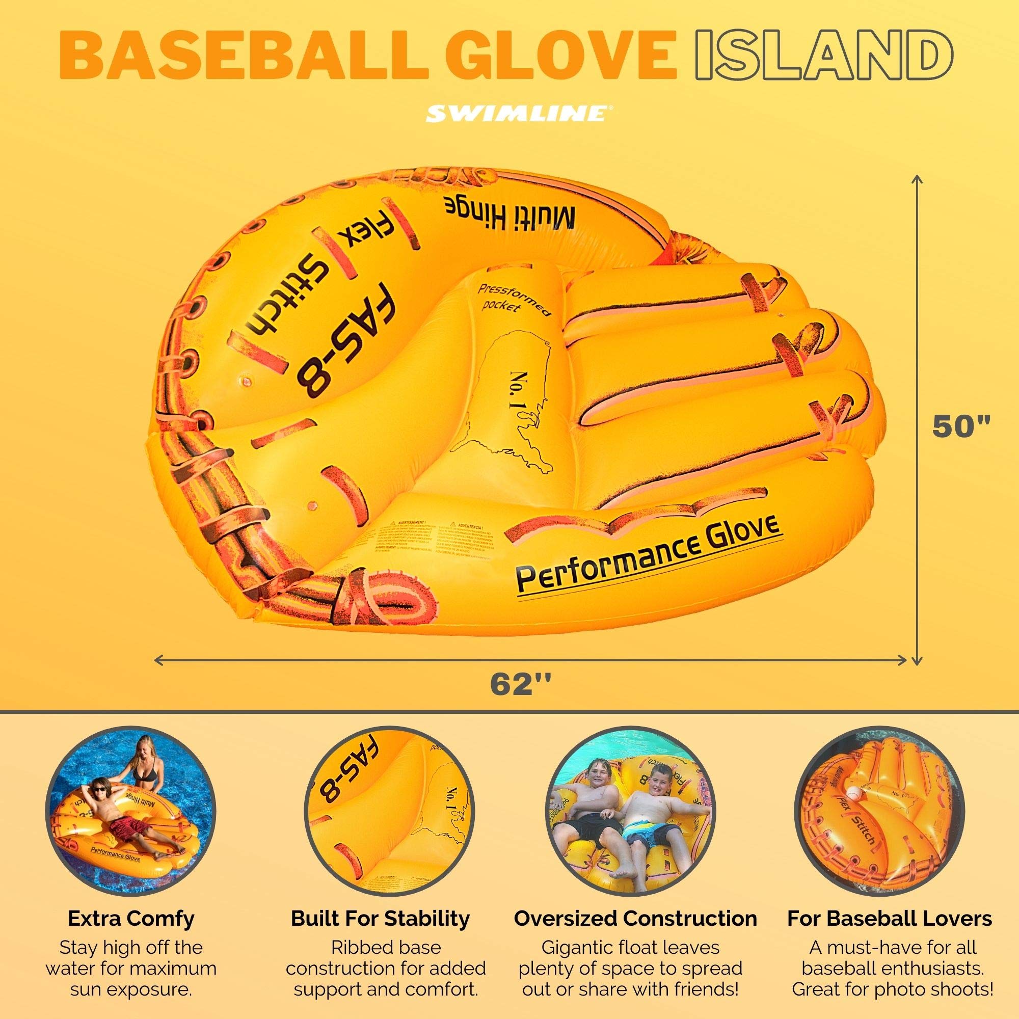 Foto 2 | Guante De Béisbol Hinchable Pool Float Swimline Giant, Color Marrón - Venta Internacional.