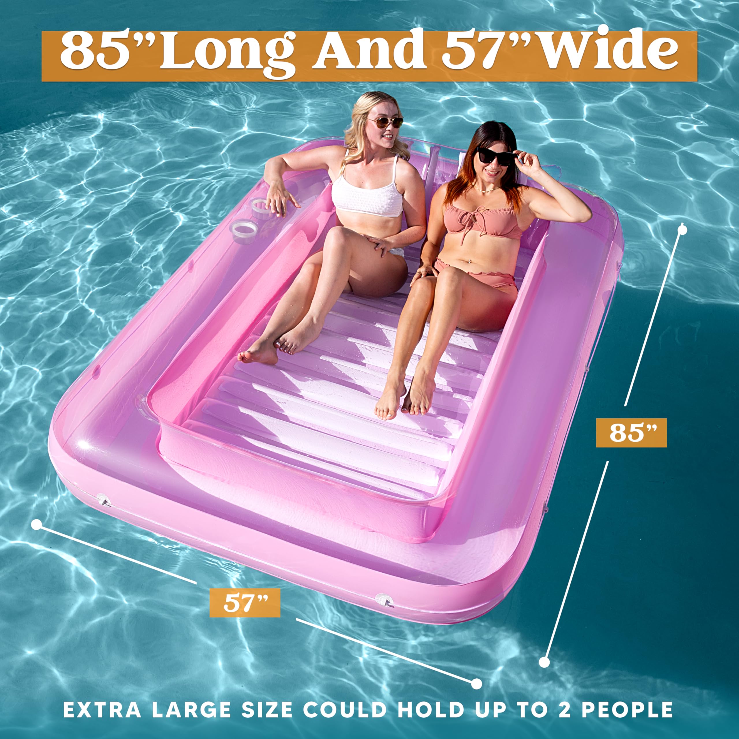 Foto 2 | Flota Hinchable Para Broncearse En La Piscina, Salón, Sloosh Xl, Rosa Y Blanco - Venta Internacional.