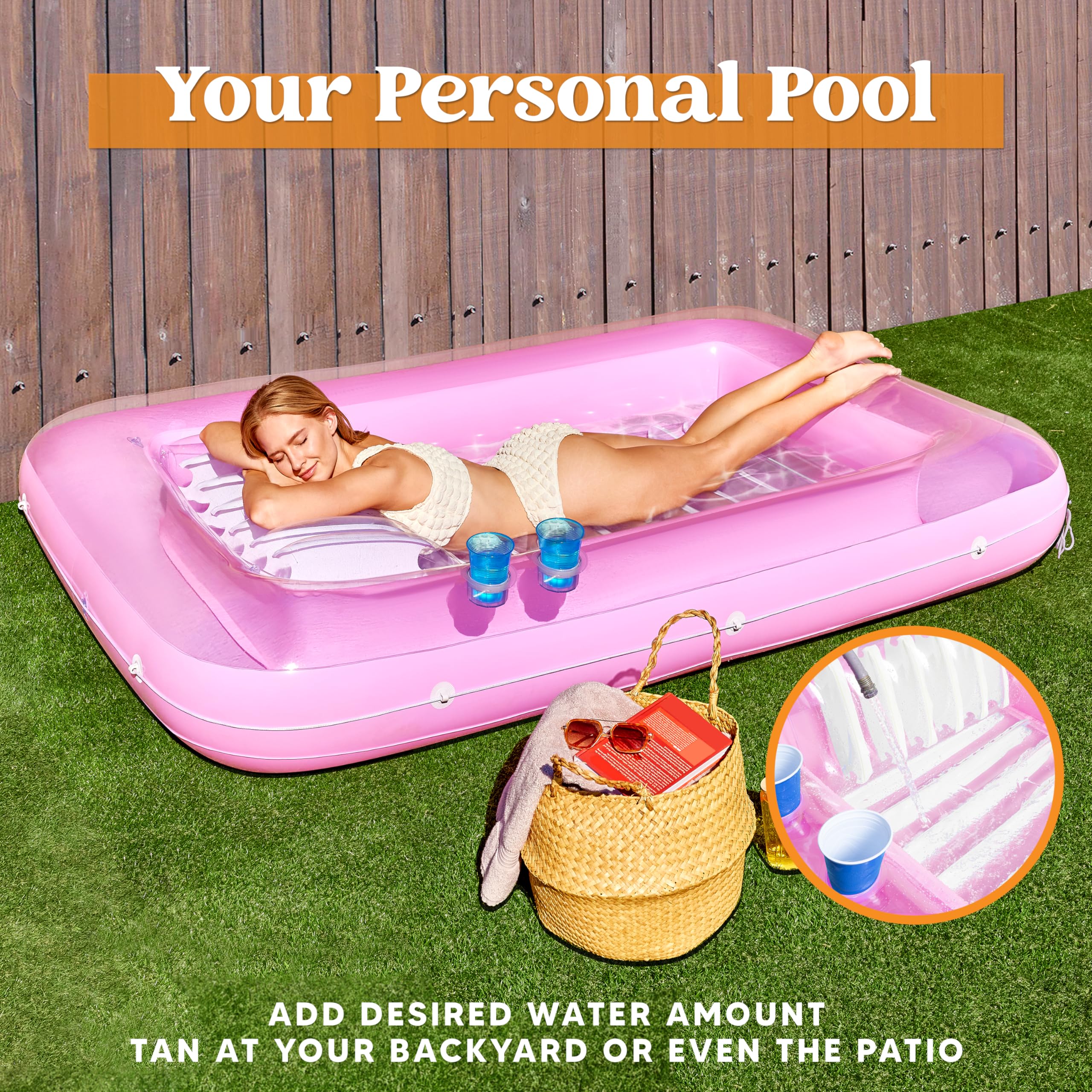 Foto 4 pulgar | Flota Hinchable Para Broncearse En La Piscina, Salón, Sloosh Xl, Rosa Y Blanco - Venta Internacional.