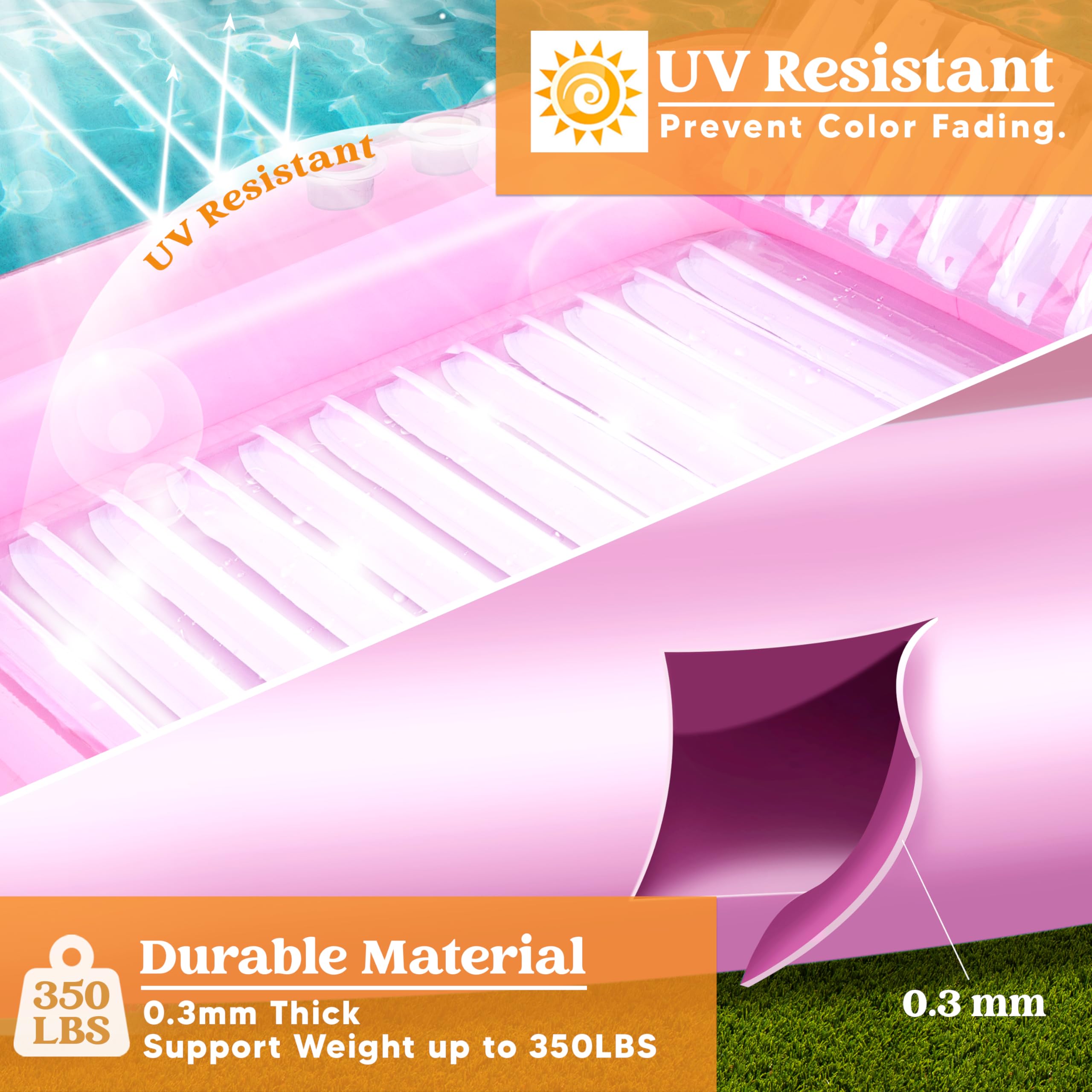 Foto 5 pulgar | Flota Hinchable Para Broncearse En La Piscina, Salón, Sloosh Xl, Rosa Y Blanco - Venta Internacional.
