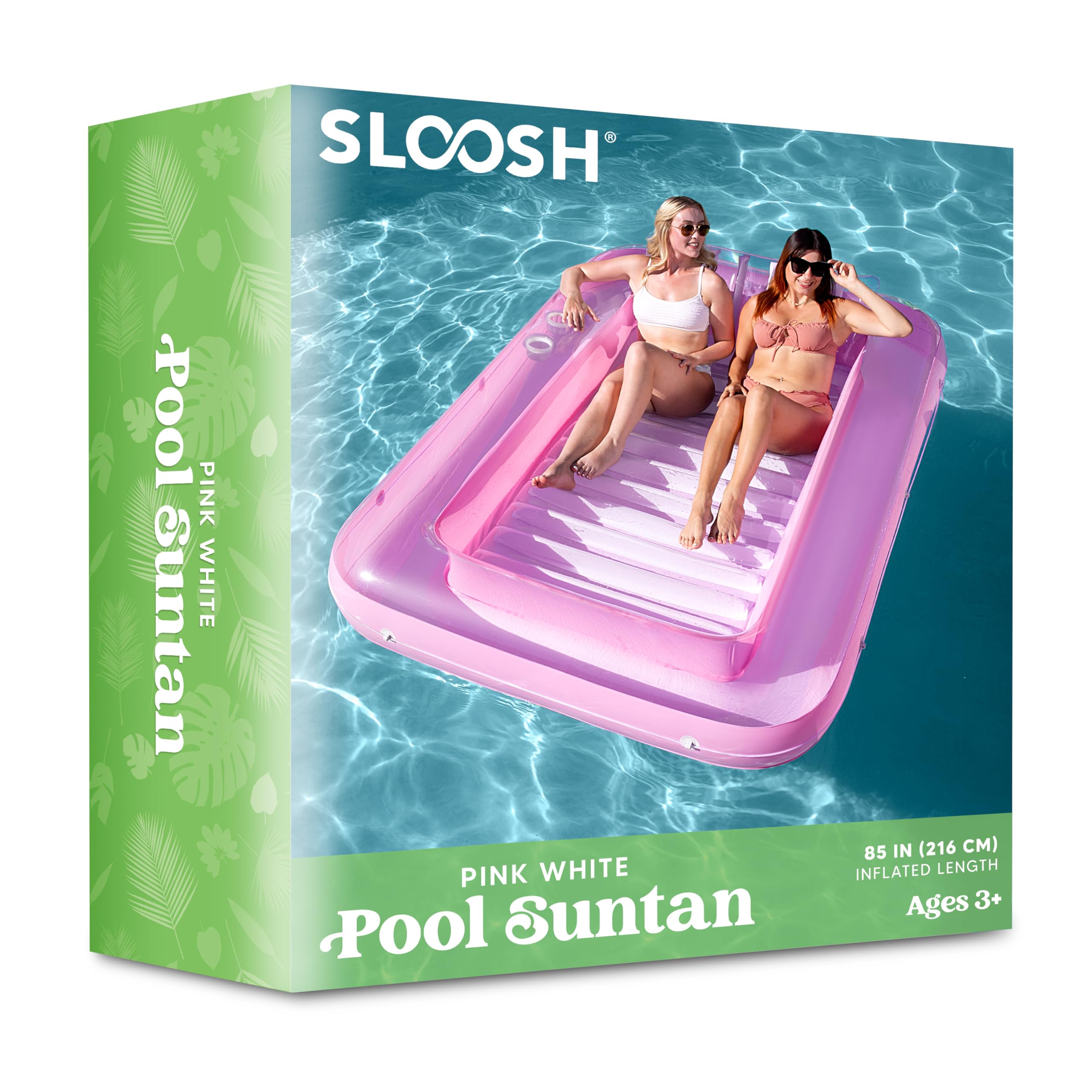 Foto 8 pulgar | Flota Hinchable Para Broncearse En La Piscina, Salón, Sloosh Xl, Rosa Y Blanco - Venta Internacional.