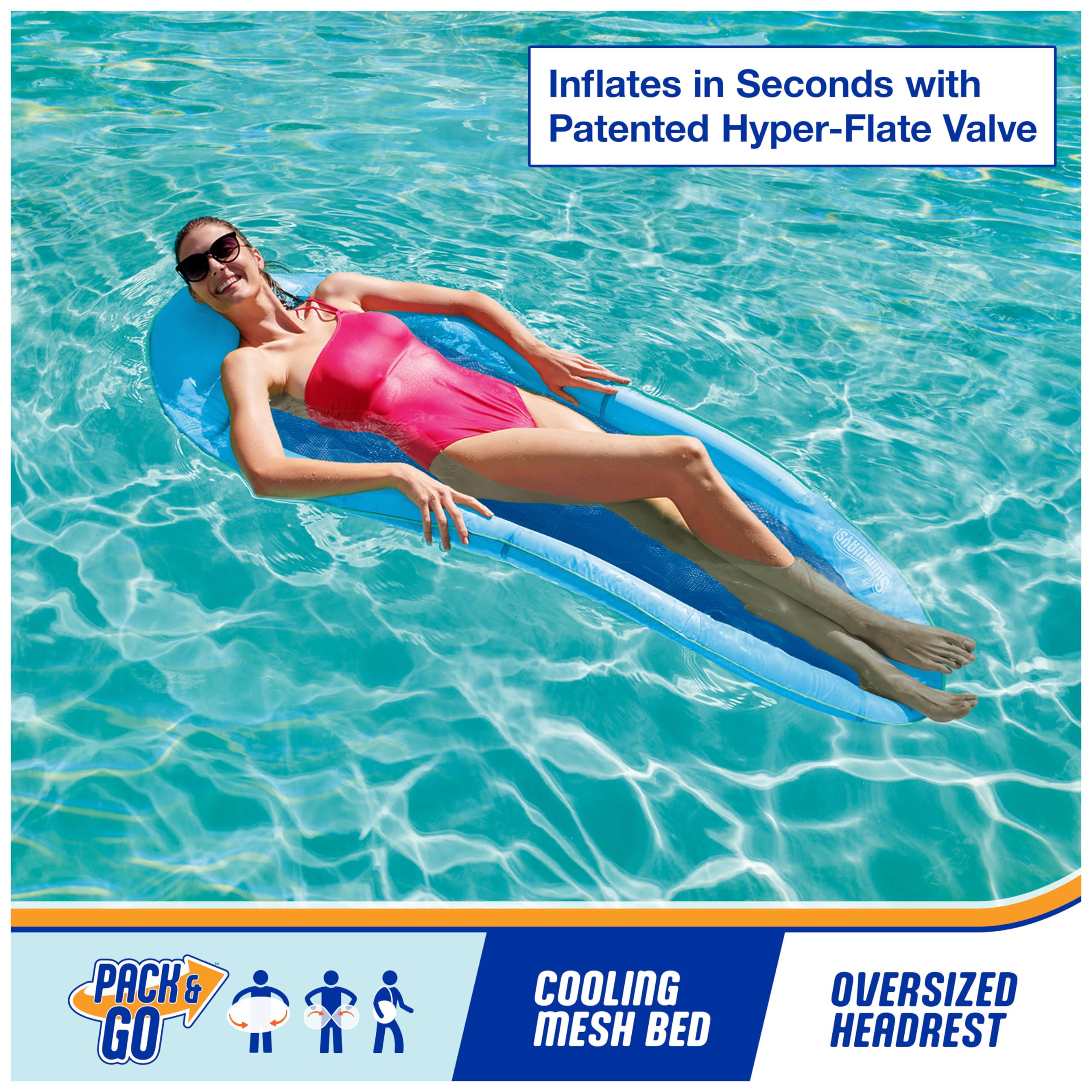 Foto 3 pulgar | Tumbona Para Piscina Swimways Spring Float Premium, Color Azul Cielo - Venta Internacional.