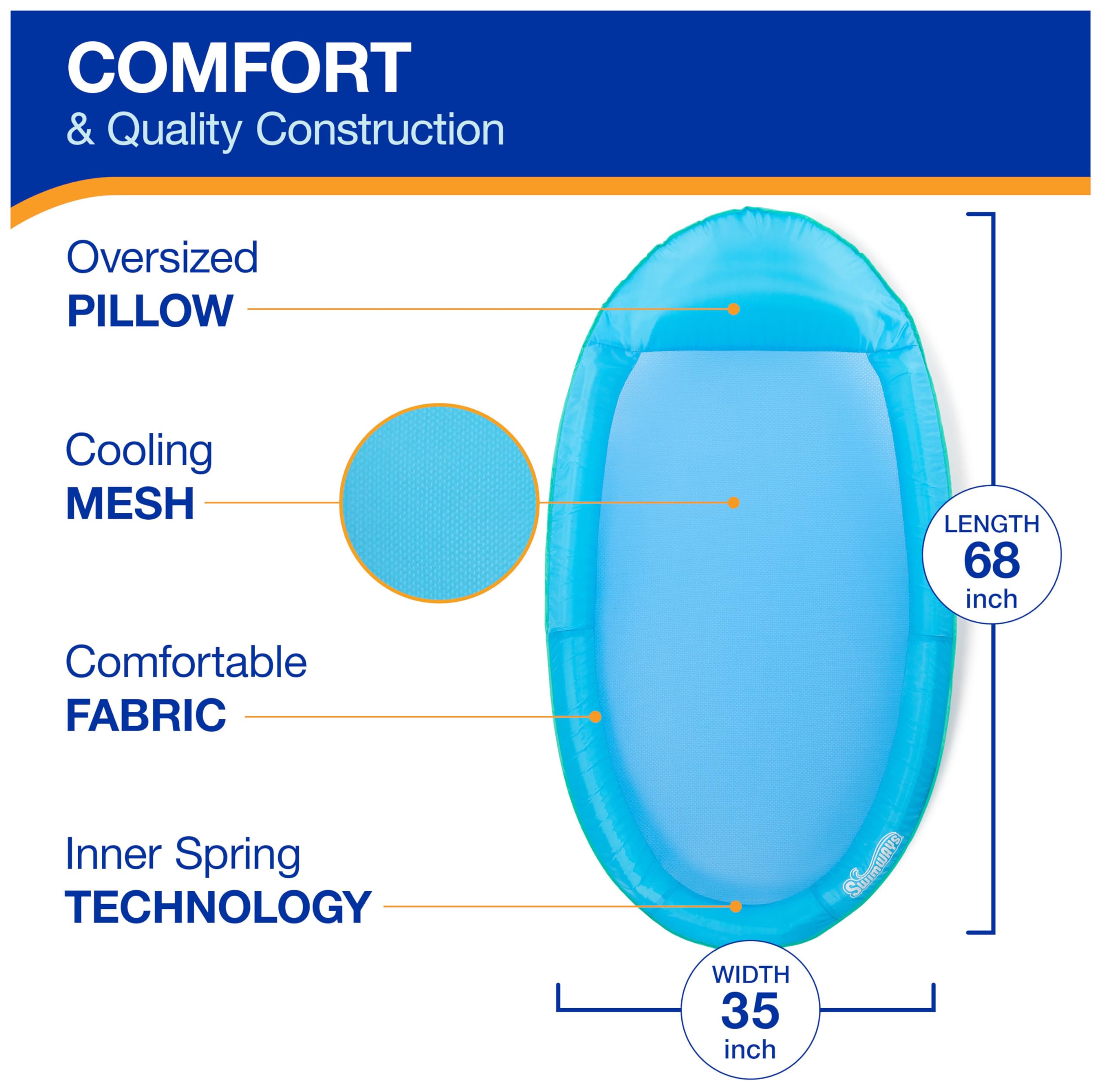 Foto 4 pulgar | Tumbona Para Piscina Swimways Spring Float Premium, Color Azul Cielo - Venta Internacional.