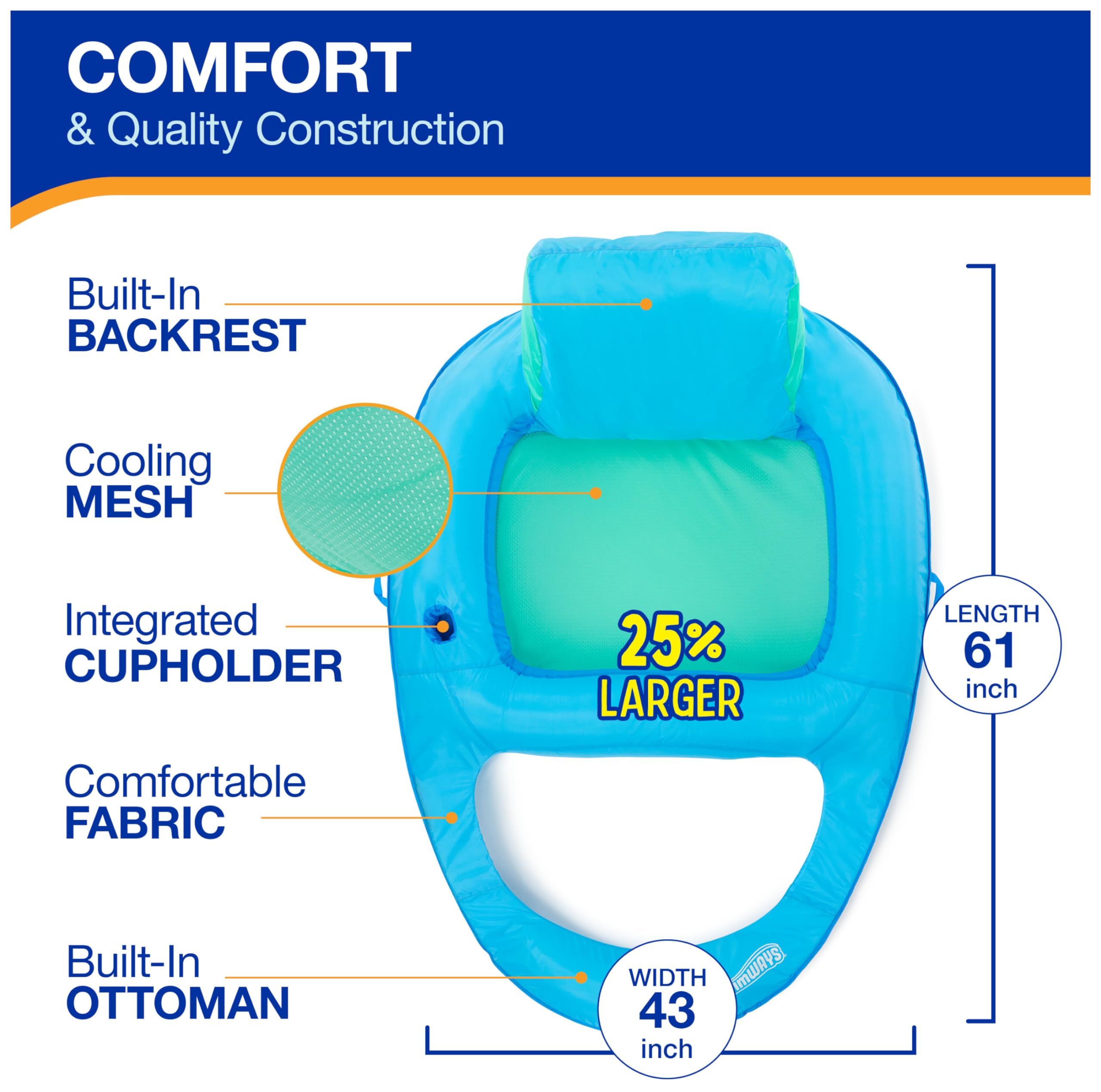 Foto 4 pulgar | Sillón Reclinable Pool Float Swimways Spring Float Premium Xl - Venta Internacional.