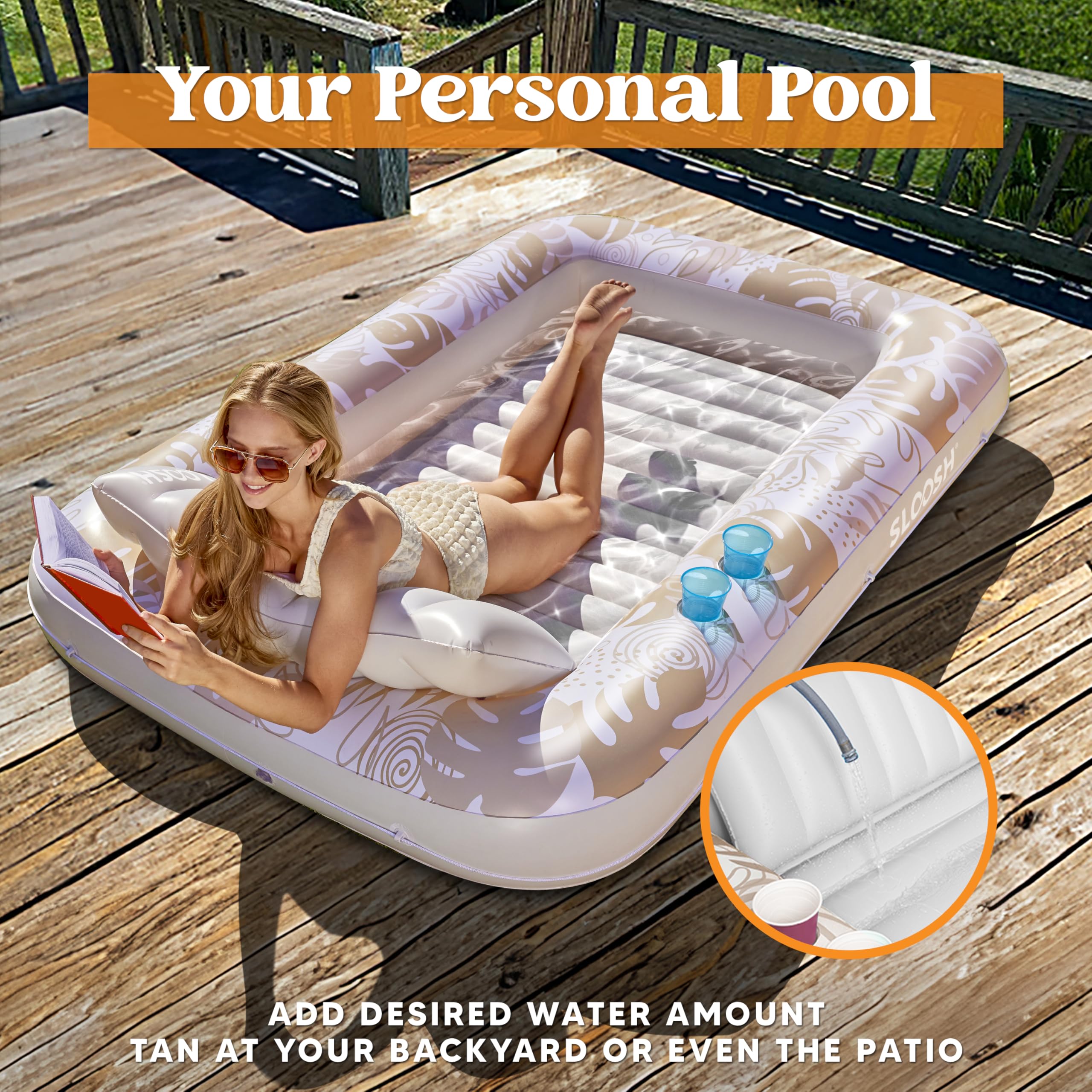 Foto 4 pulgar | Tumbona Hinchable Para Bronceado Float Sloosh Xl, Color Blanco Avena - Venta Internacional.