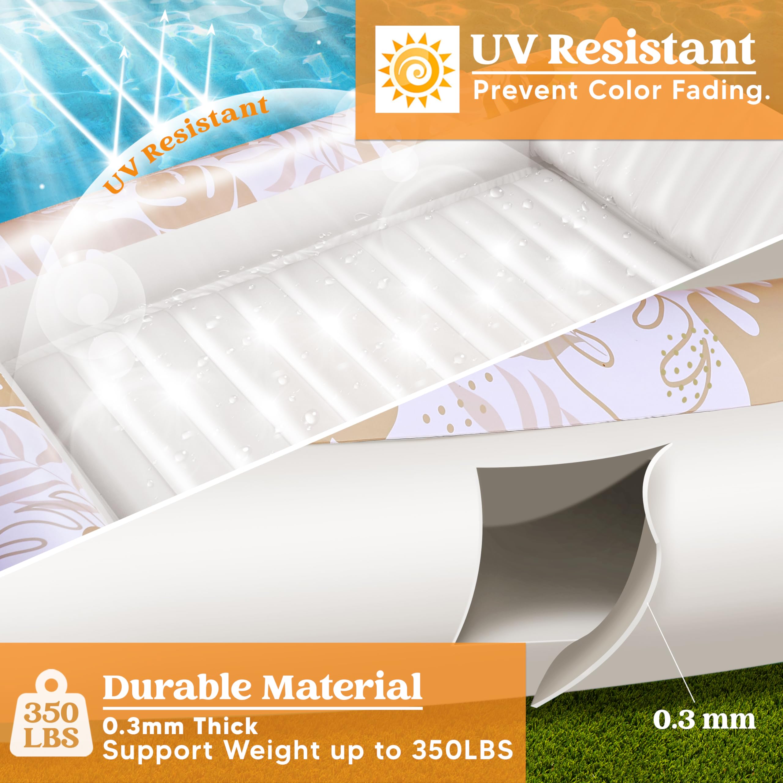 Foto 5 pulgar | Tumbona Hinchable Para Bronceado Float Sloosh Xl, Color Blanco Avena - Venta Internacional.
