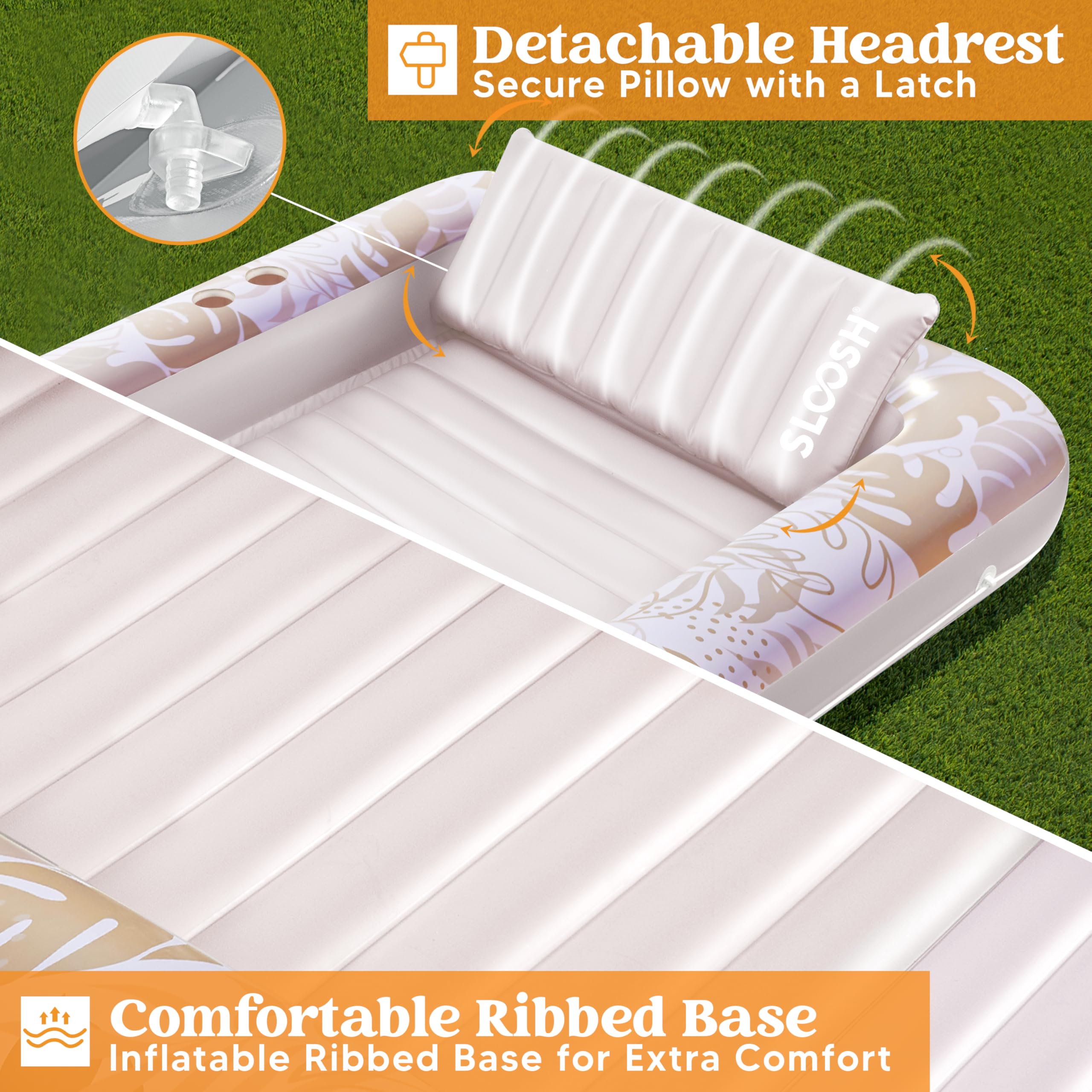 Foto 6 pulgar | Tumbona Hinchable Para Bronceado Float Sloosh Xl, Color Blanco Avena - Venta Internacional.
