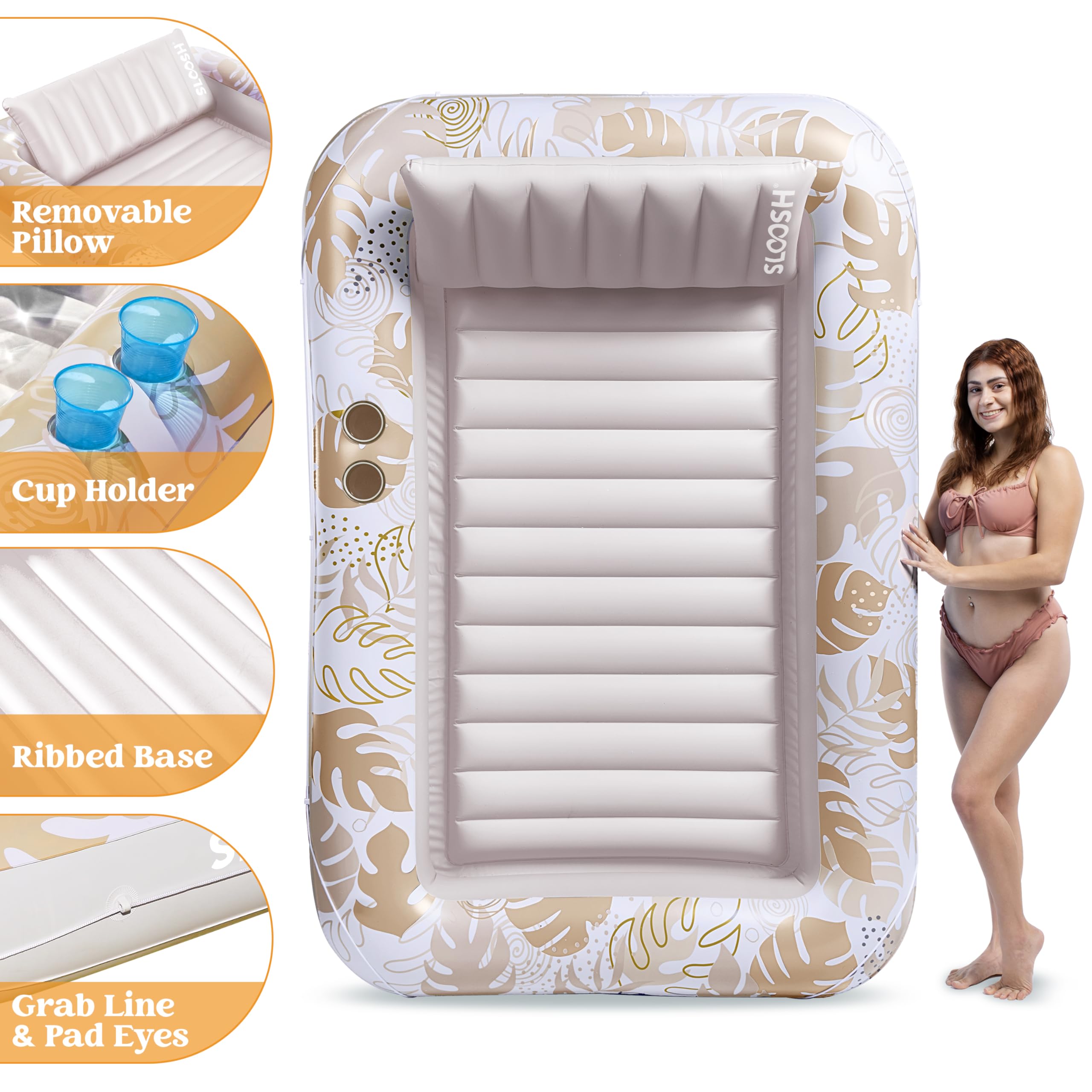 Foto 7 pulgar | Tumbona Hinchable Para Bronceado Float Sloosh Xl, Color Blanco Avena - Venta Internacional.