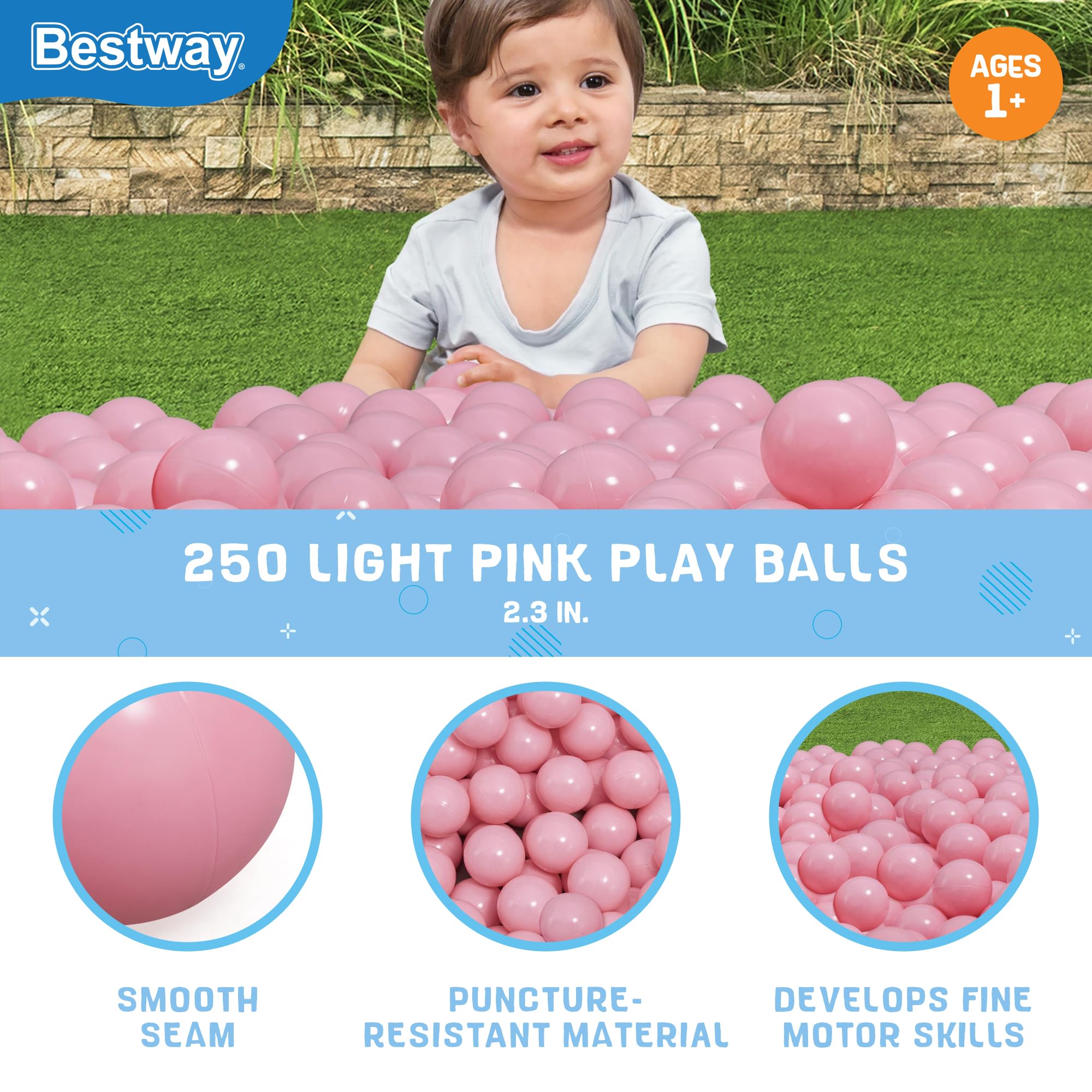Foto 3 pulgar | Play Balls Bestway De Plástico Rosa Claro, 250 Unidades, Para Niños - Venta Internacional.