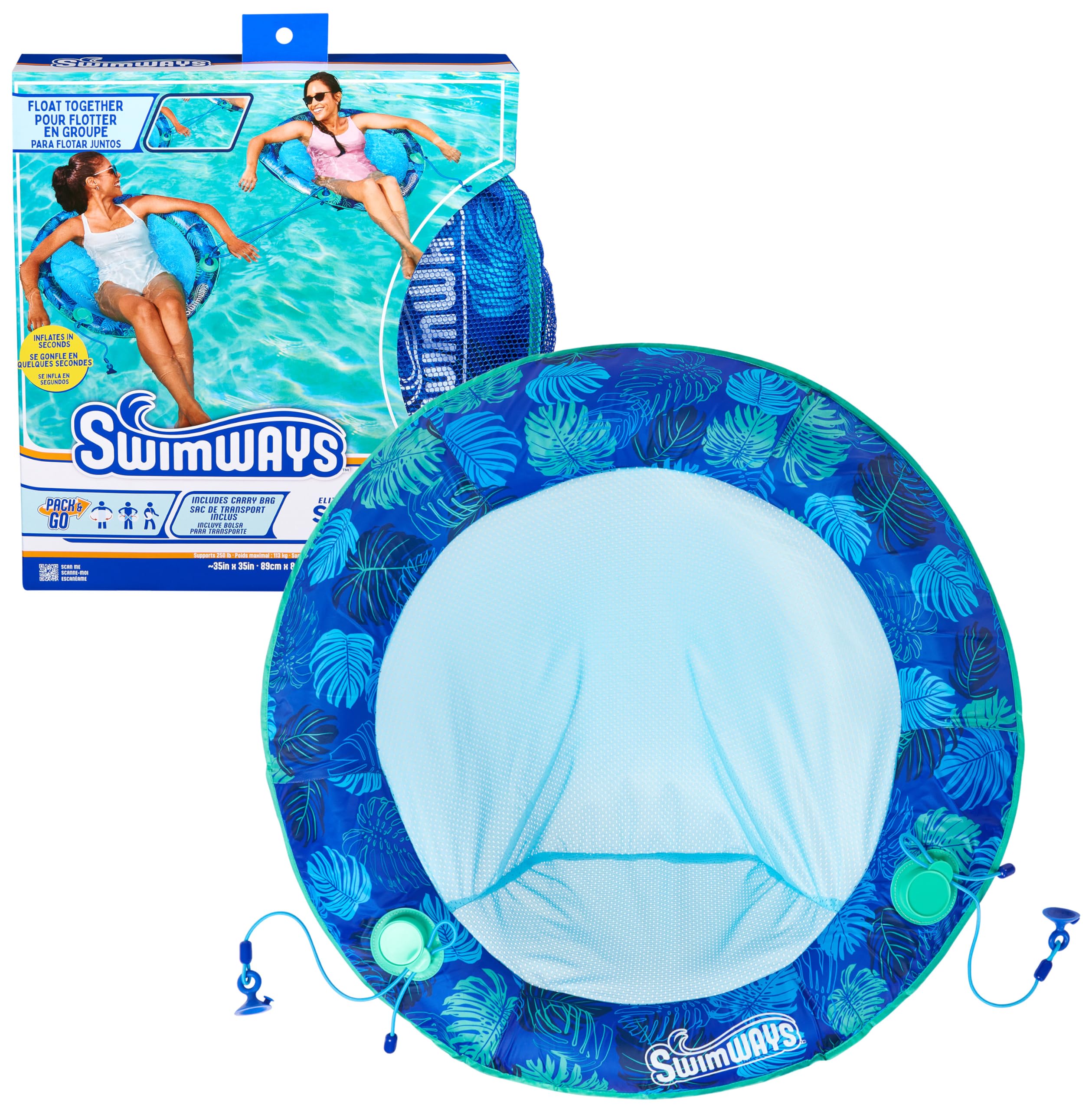 Tumbona De Piscina Swimways Elite Spring Float Papasan Para Adultos - Venta Internacional.