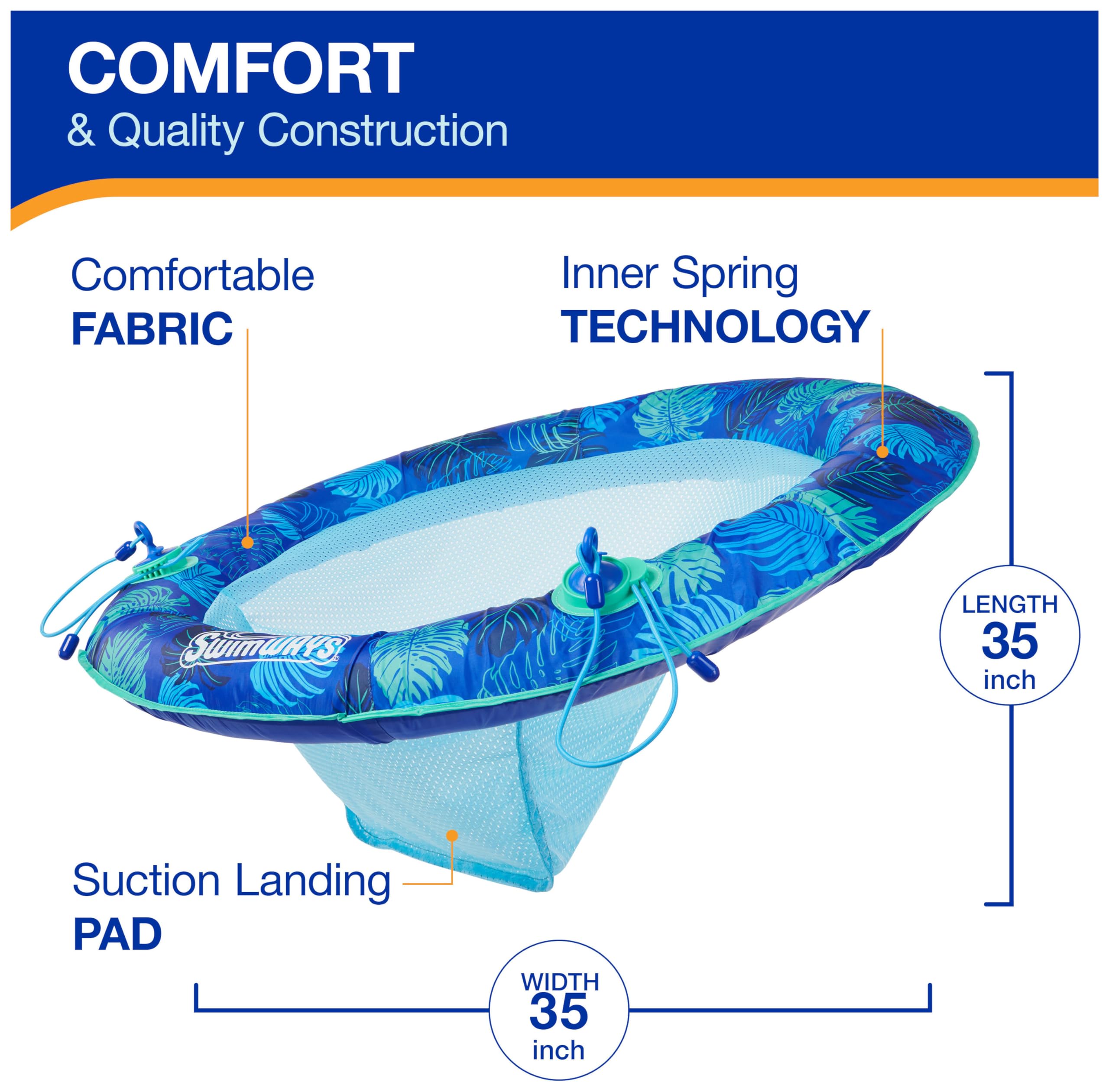 Foto 5 pulgar | Tumbona De Piscina Swimways Elite Spring Float Papasan Para Adultos - Venta Internacional.