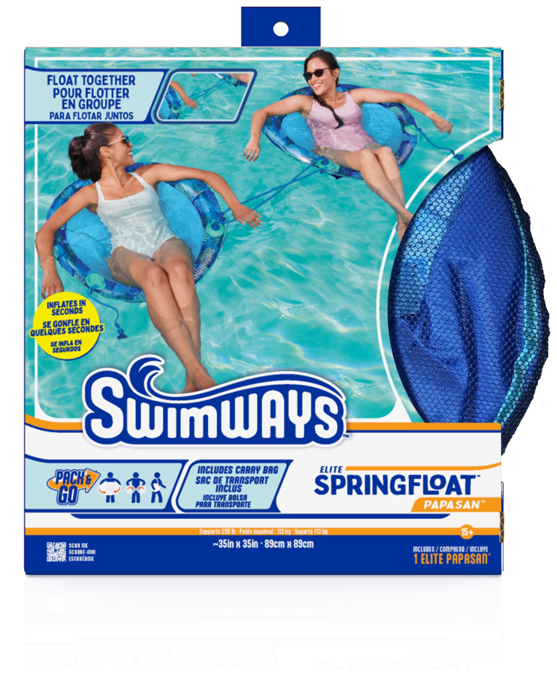 Foto 8 pulgar | Tumbona De Piscina Swimways Elite Spring Float Papasan Para Adultos - Venta Internacional.