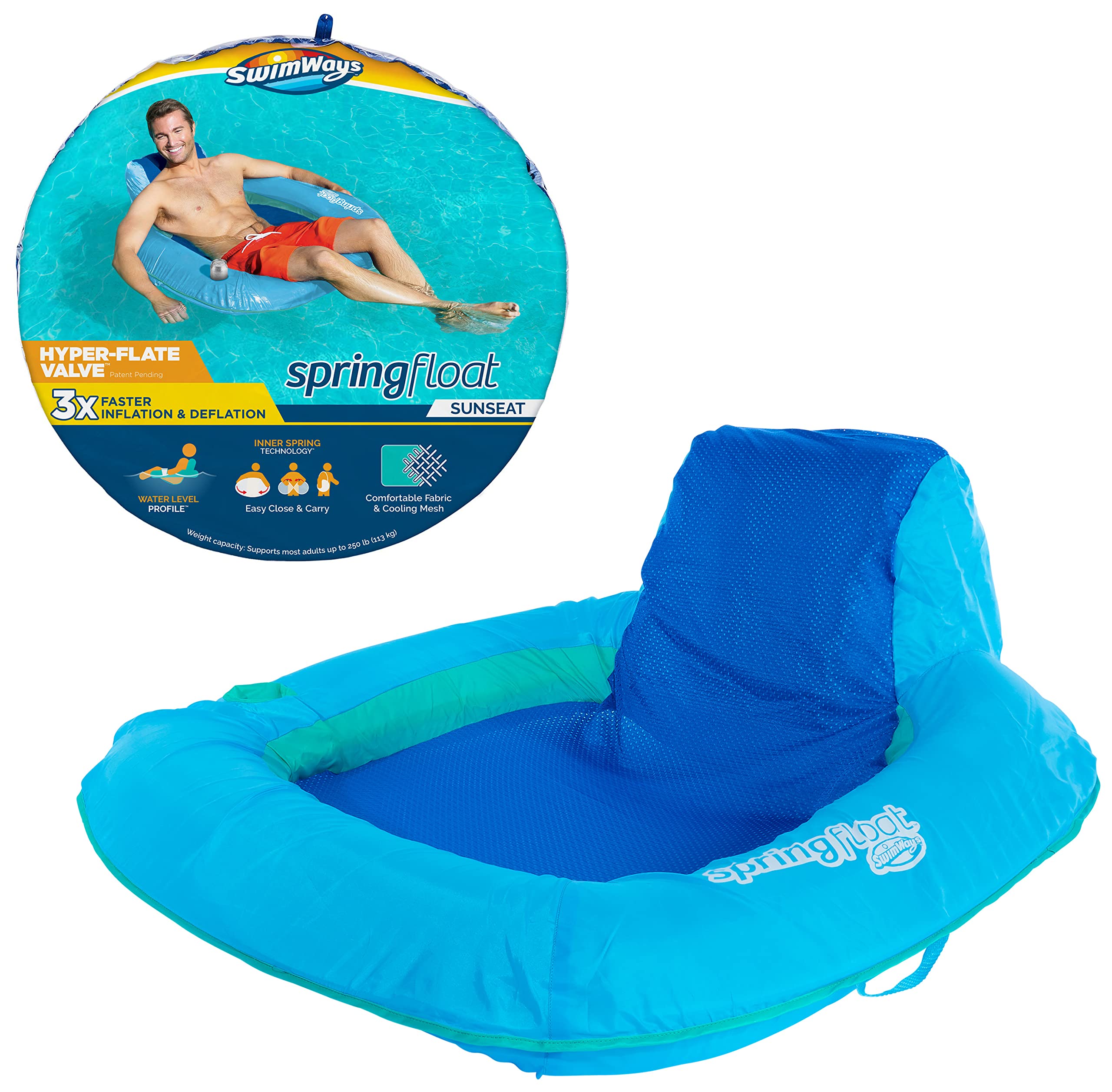 Foto 2 pulgar | Silla De Piscina Swimways Spring Float Sunseat Azul Para Adultos - Venta Internacional.