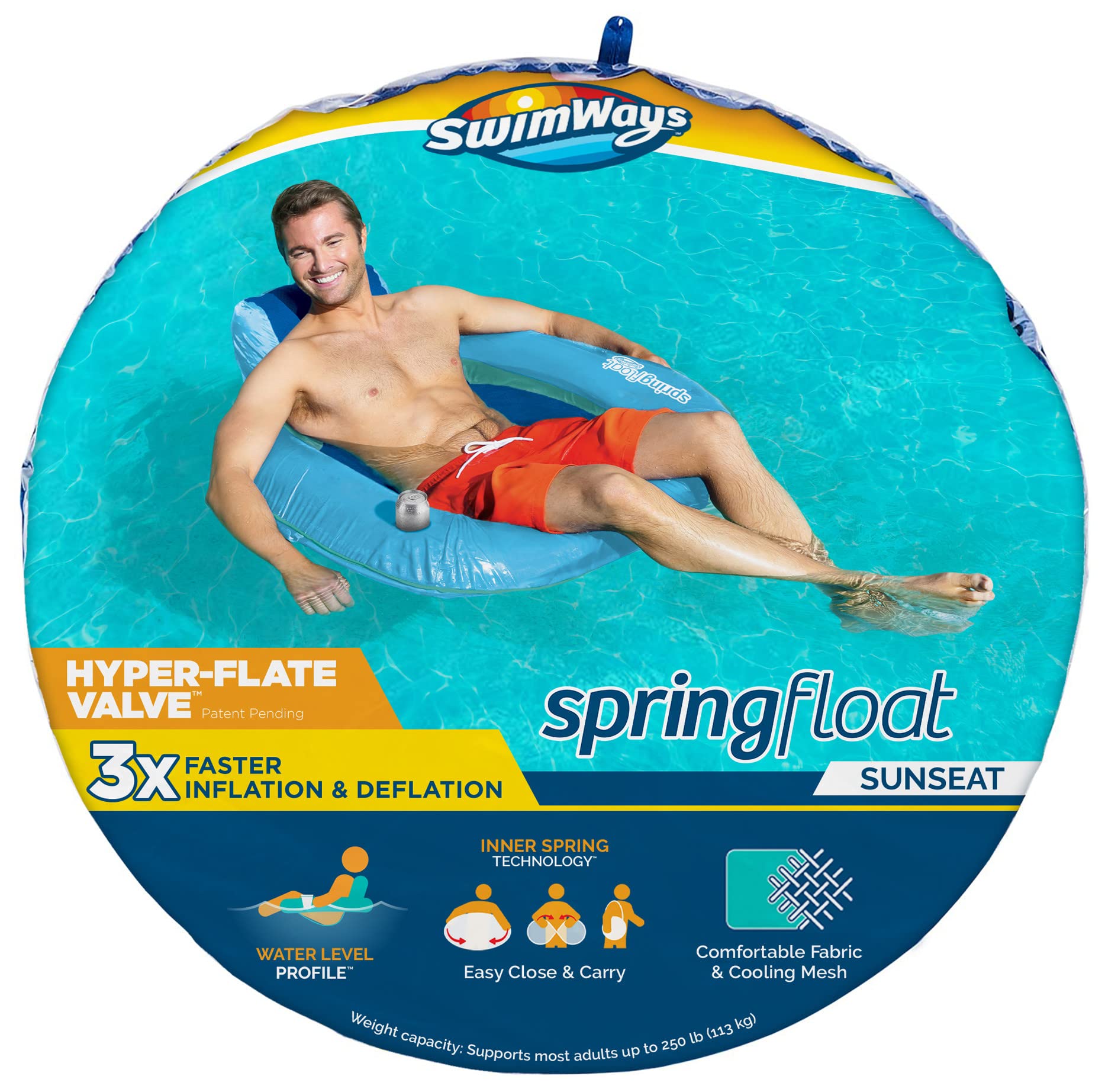 Foto 3 pulgar | Silla De Piscina Swimways Spring Float Sunseat Azul Para Adultos - Venta Internacional.