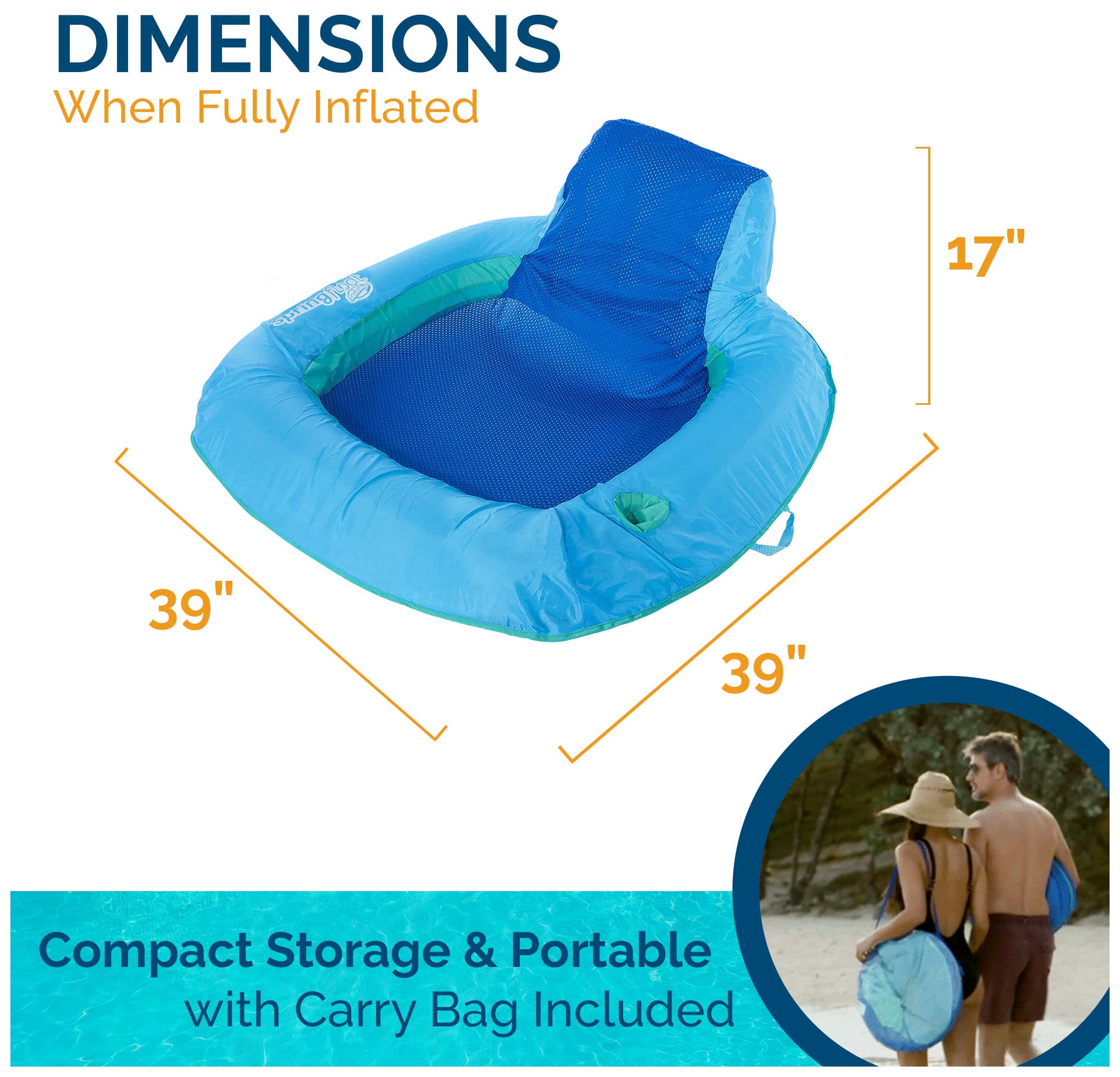 Foto 6 | Silla De Piscina Swimways Spring Float Sunseat Azul Para Adultos - Venta Internacional.