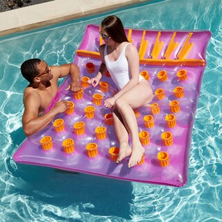 Foto 6 | Colchón Doble Swimline Para 2 Personas Con Portavasos, Color Morado - Venta Internacional.