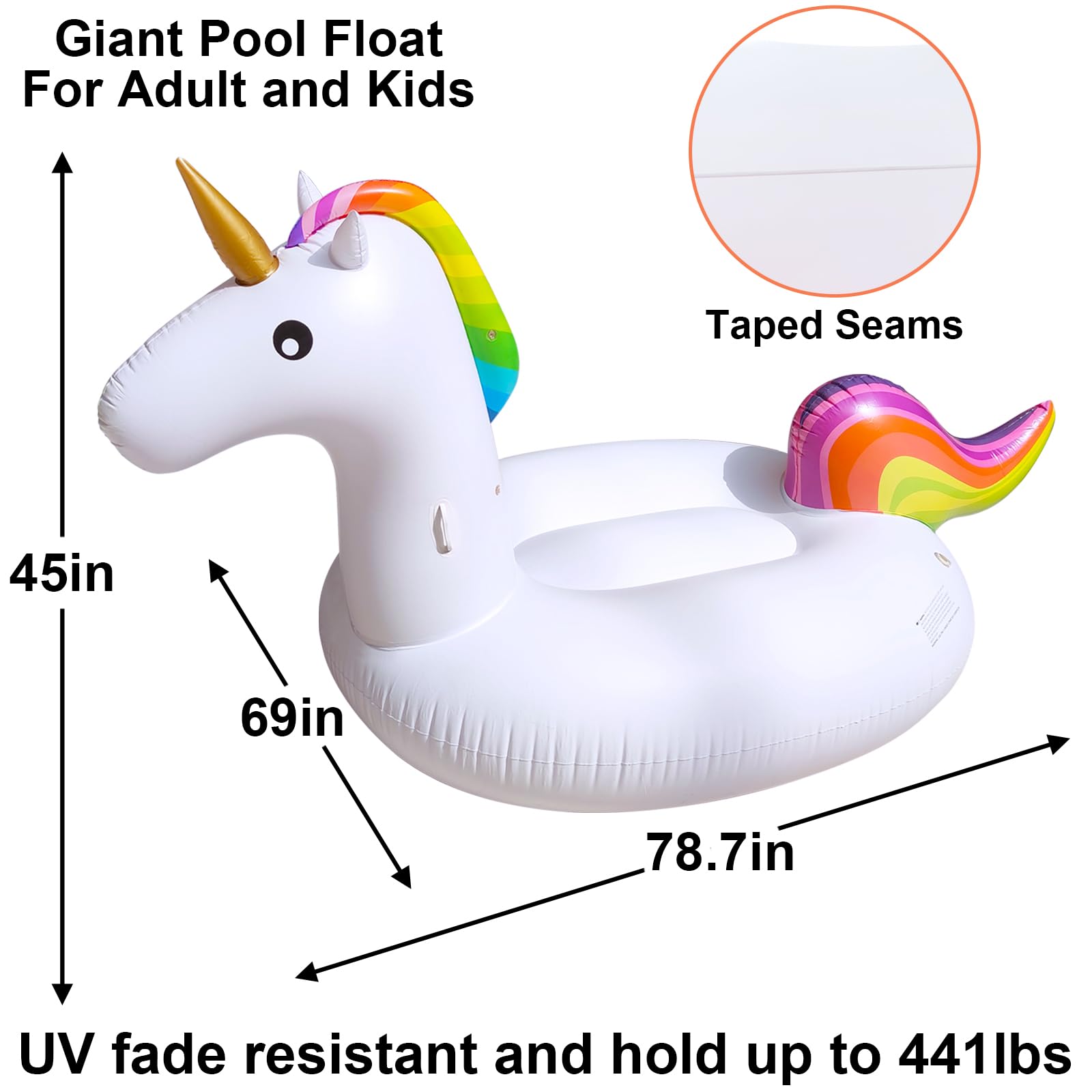 Foto 3 pulgar | Pool Float Turnmeon 79, Unicornio Inflable Gigante Para Adultos Y Niños - Venta Internacional.