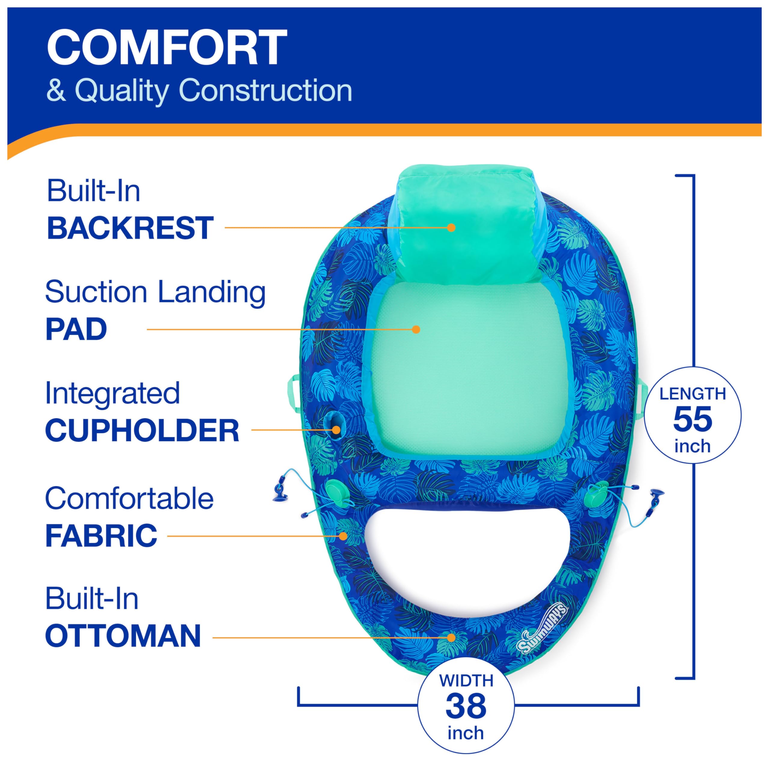 Foto 5 pulgar | Tumbona De Piscina Swimways Elite Spring Float, Reclinable, Para Adultos - Venta Internacional.