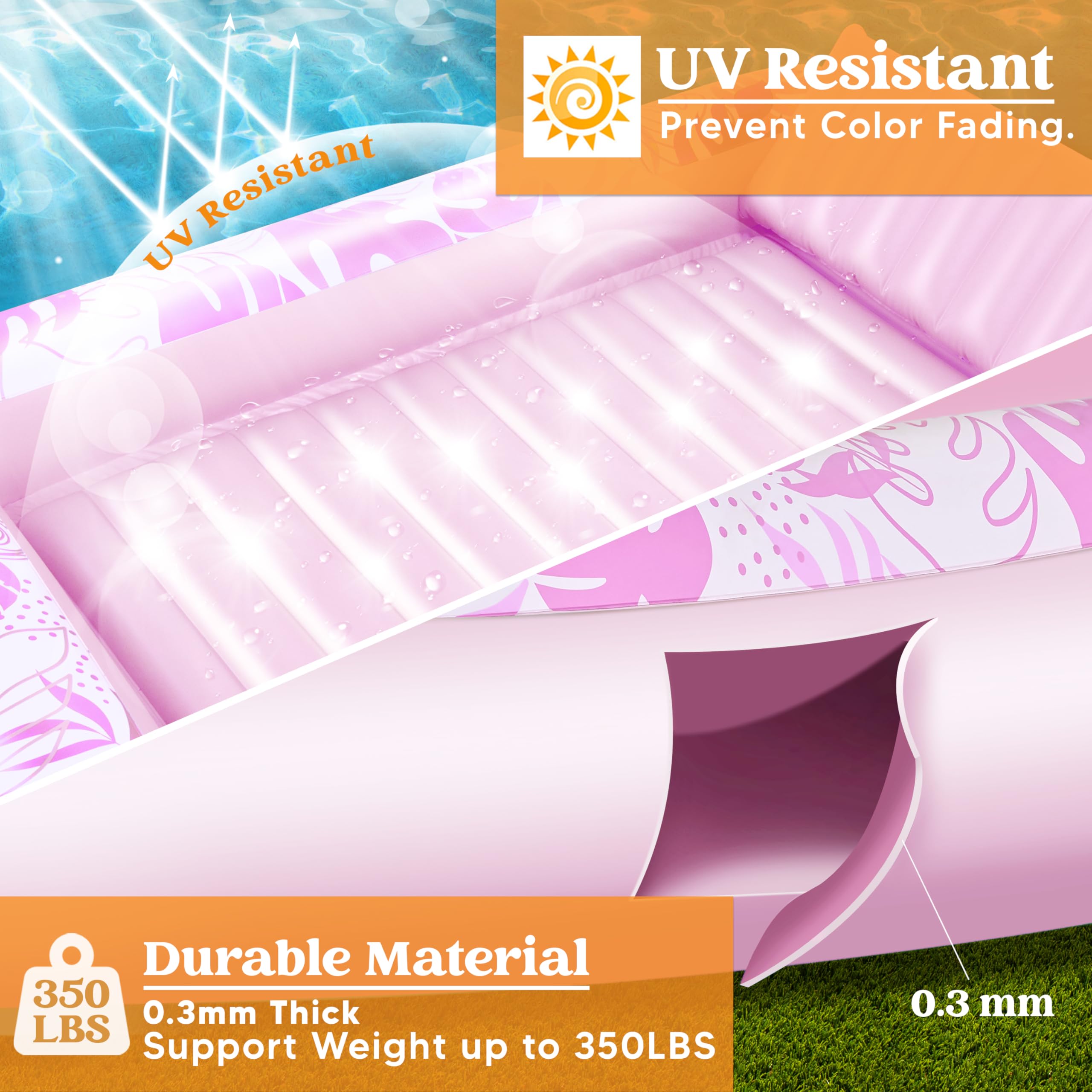 Foto 5 pulgar | Tumbona Hinchable Para Bronceado Float Sloosh Xl, Color Rosa Ruborizado - Venta Internacional.