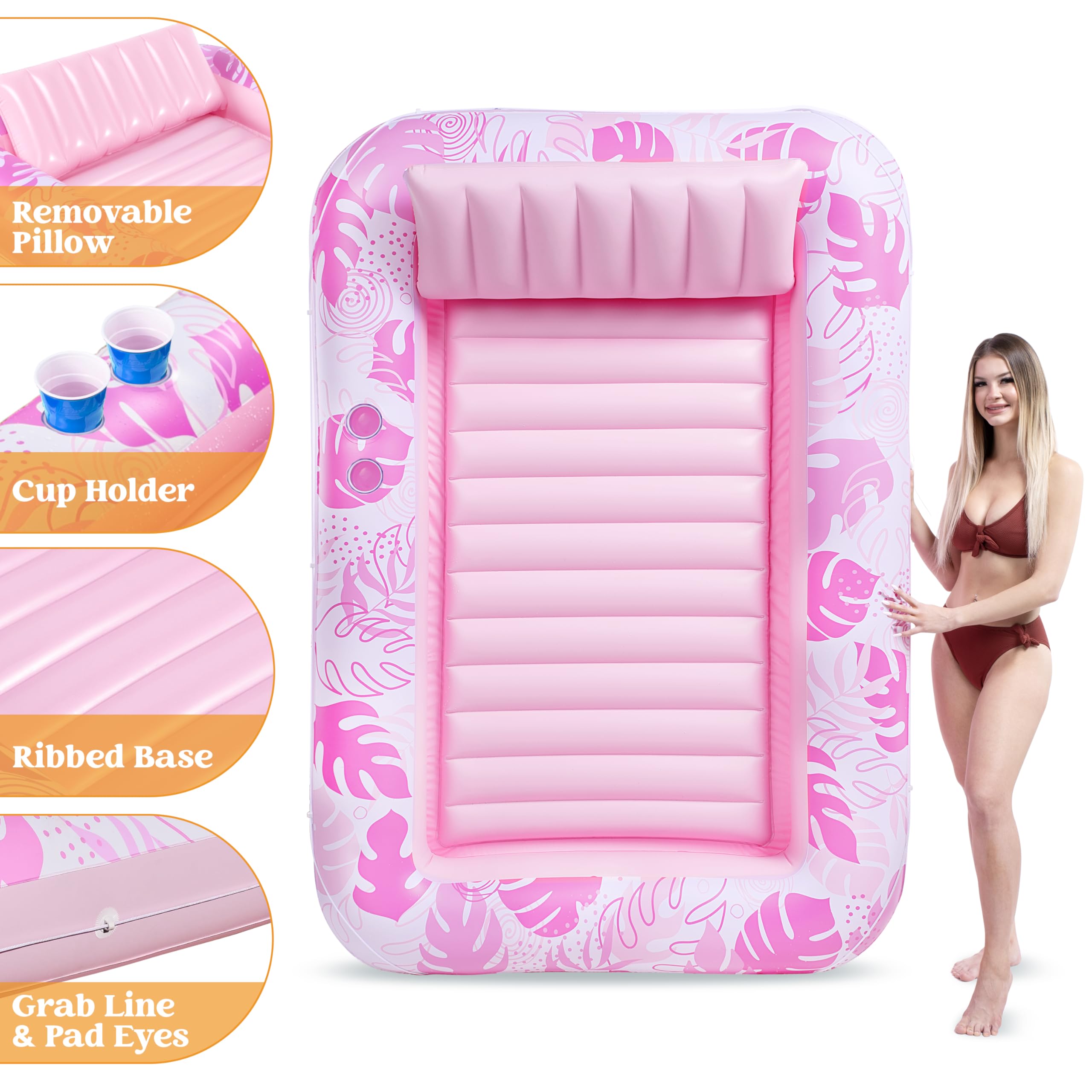 Foto 7 pulgar | Tumbona Hinchable Para Bronceado Float Sloosh Xl, Color Rosa Ruborizado - Venta Internacional.