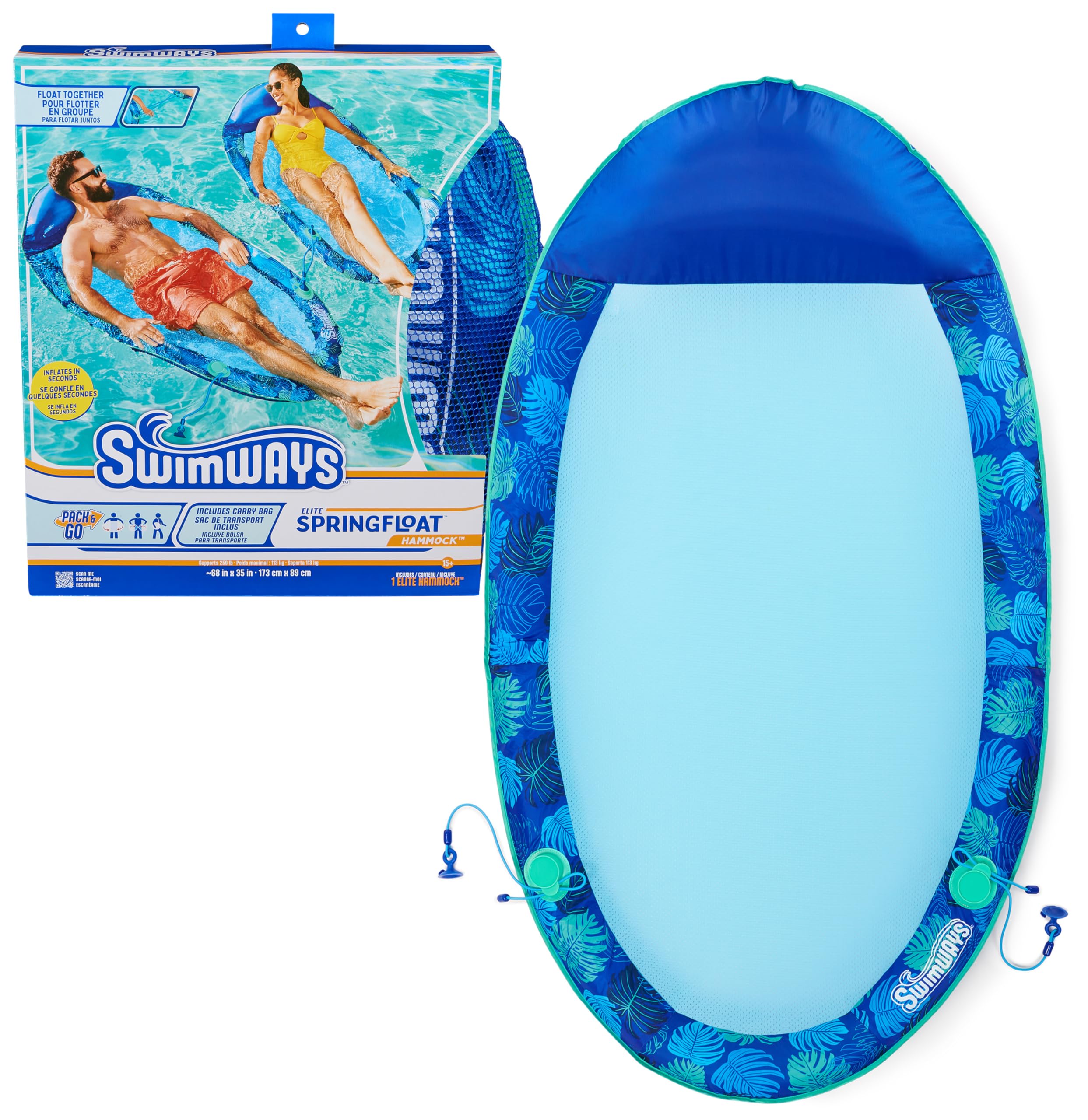 Tumbona De Piscina Swimways Elite Spring Float Para Adultos - Venta Internacional.