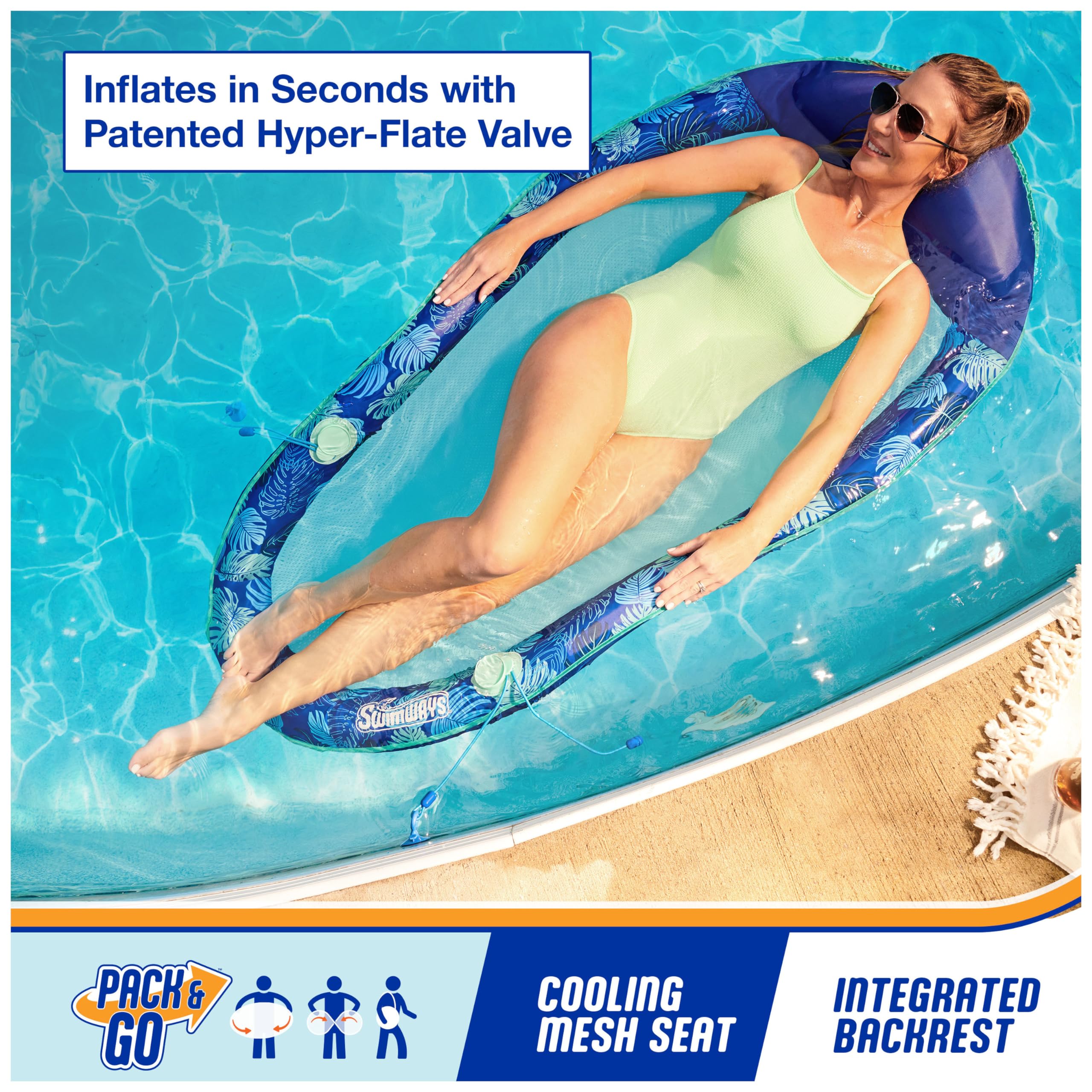 Foto 3 pulgar | Tumbona De Piscina Swimways Elite Spring Float Para Adultos - Venta Internacional.