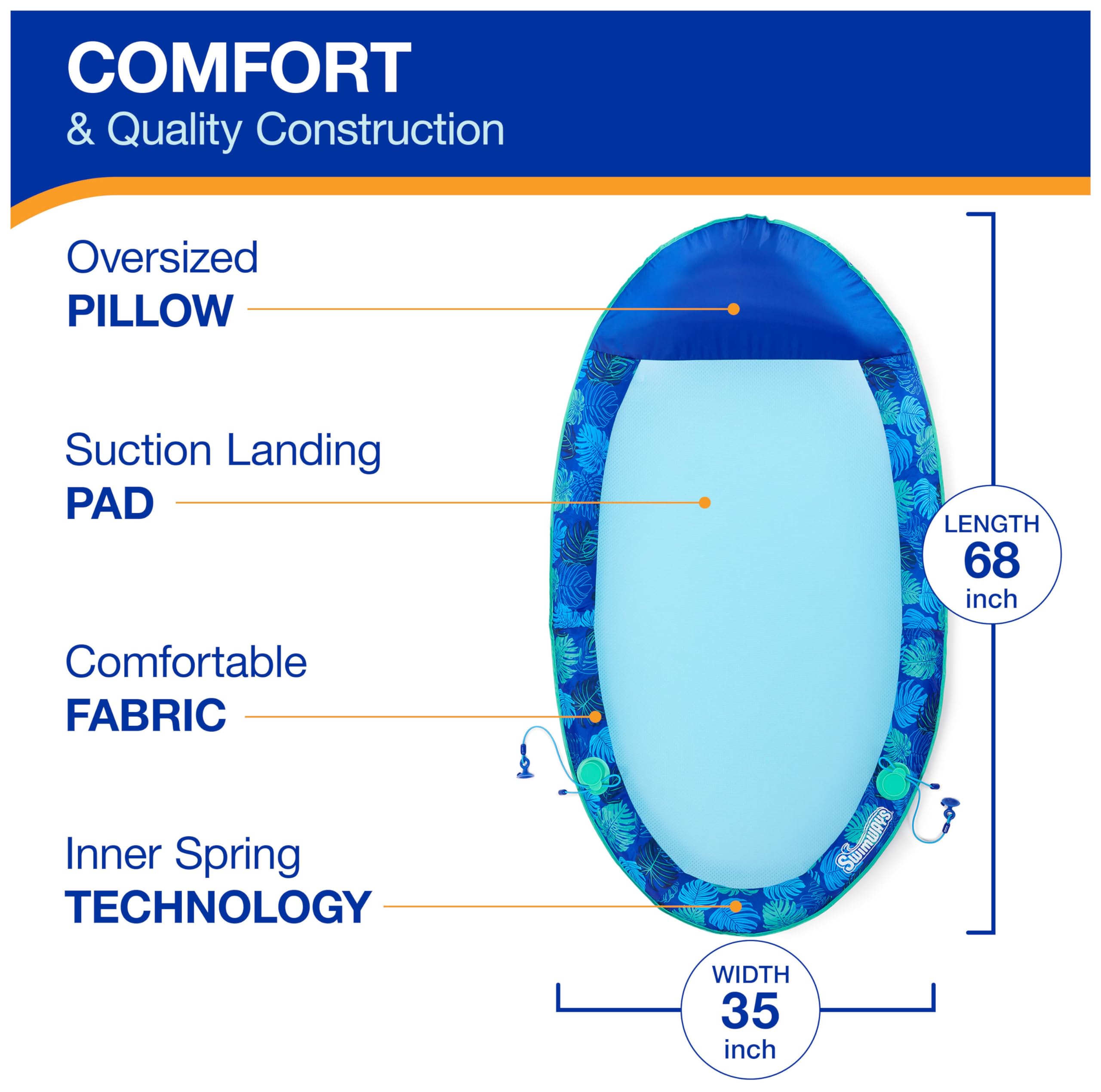 Foto 5 pulgar | Tumbona De Piscina Swimways Elite Spring Float Para Adultos - Venta Internacional.