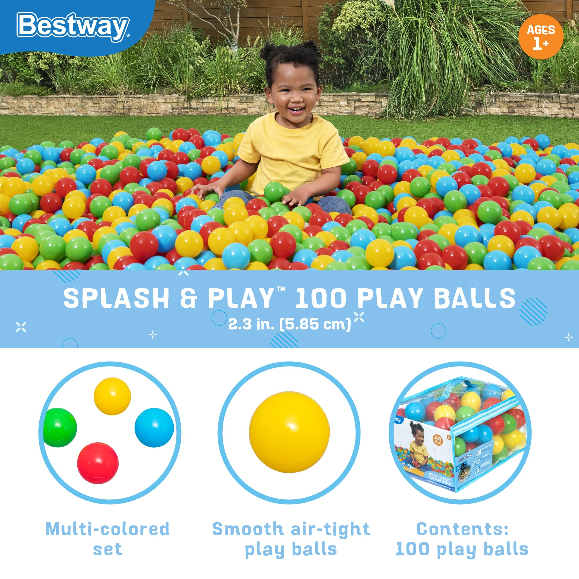 Foto 3 pulgar | Pelotas De Plástico Bestway De 100 Unidades Para Jugar En Interiores Y Exteriores - Venta Internacional.