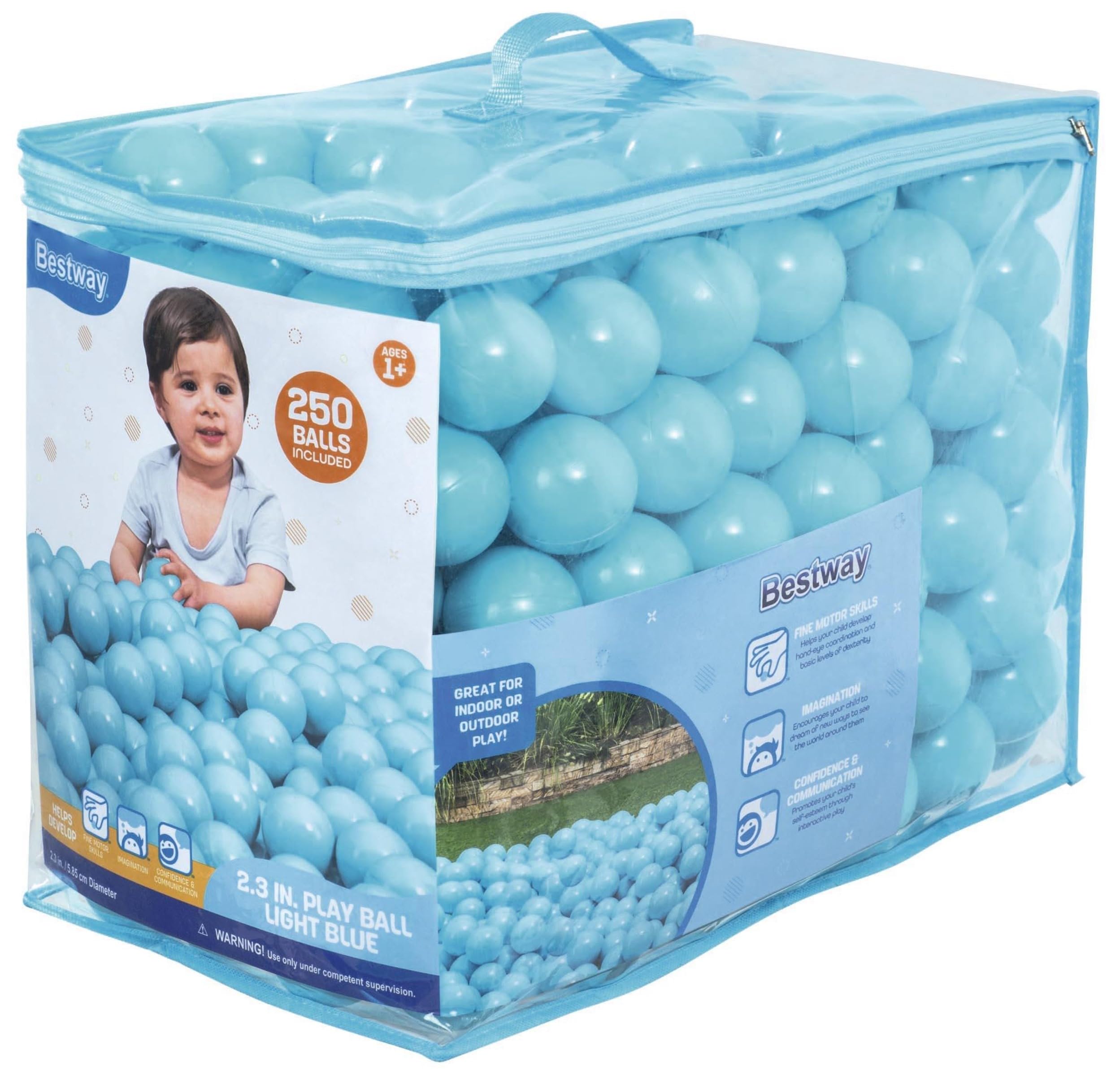 Play Balls Bestway De Plástico Azul Claro, 250 Quilates, Para Niños - Venta Internacional.