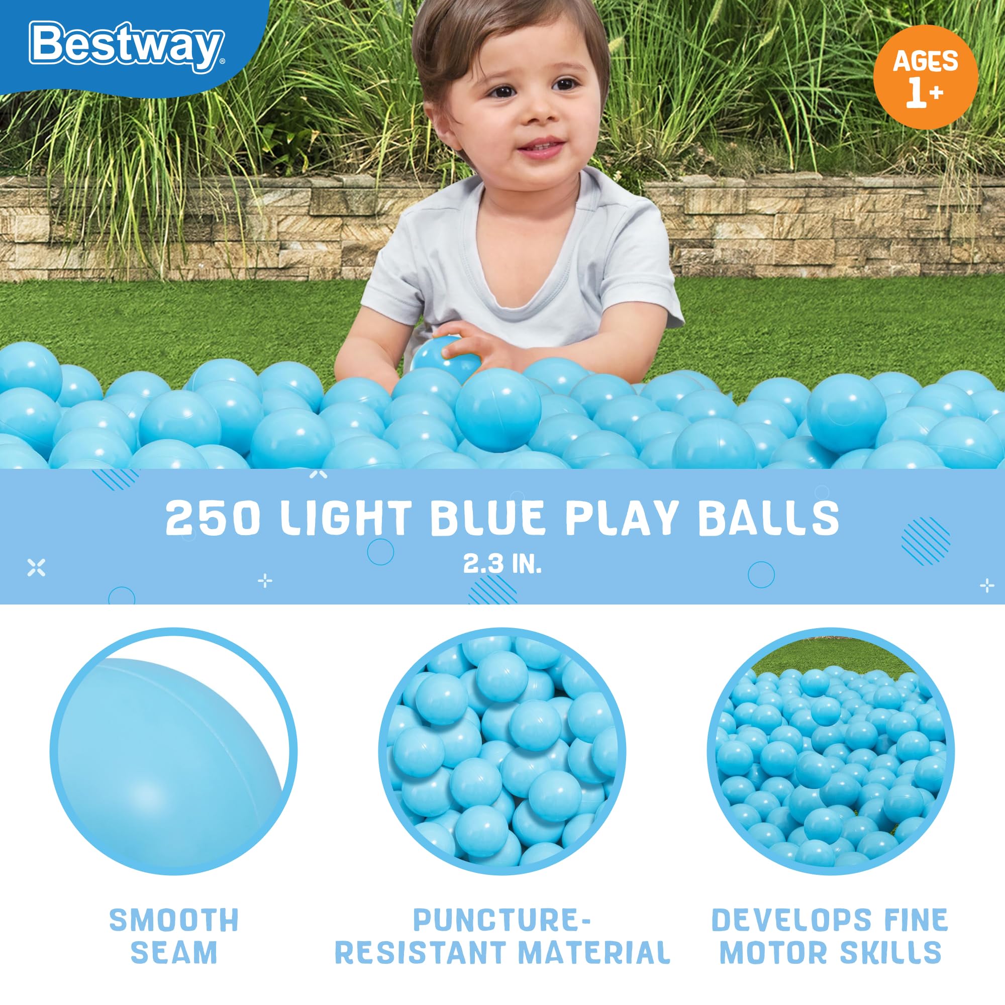 Foto 3 pulgar | Play Balls Bestway De Plástico Azul Claro, 250 Quilates, Para Niños - Venta Internacional.