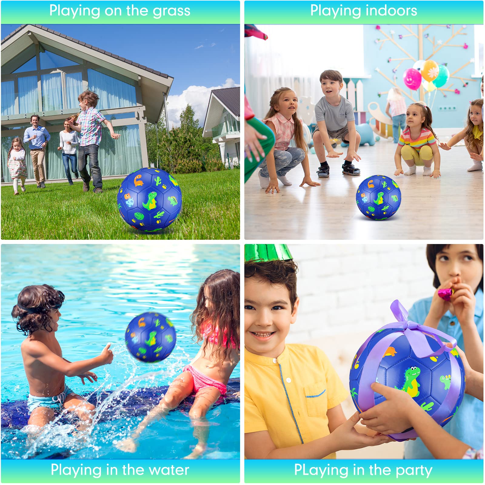 Foto 5 | Balón De Fútbol Hydren Dinosaur, Tamaño 3, Para Niños Y Niñas De 4 A 6 - Venta Internacional.