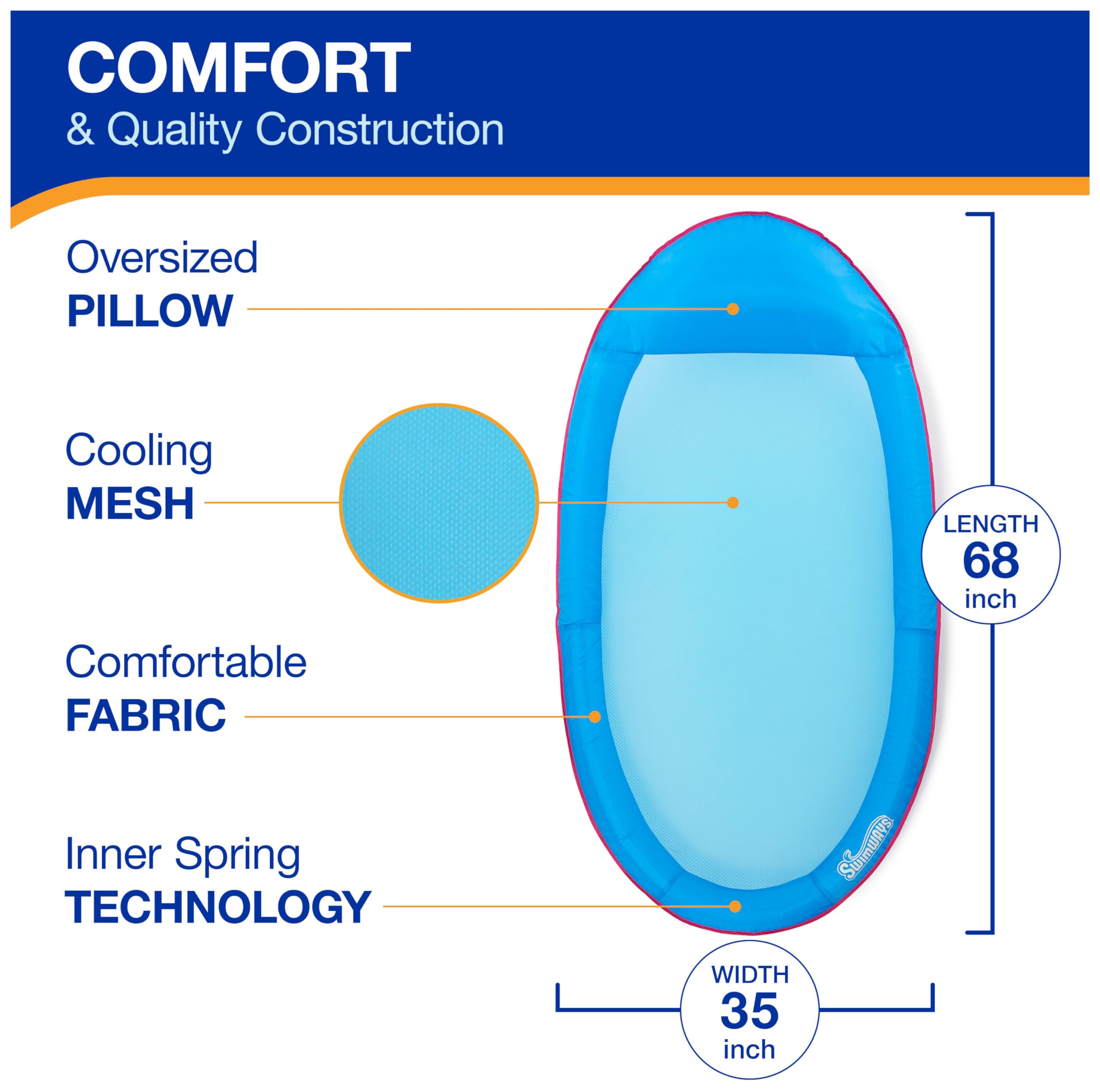 Foto 4 pulgar | Tumbona De Piscina Swimways Spring Float  Hamaca Premium Para Adultos - Venta Internacional.